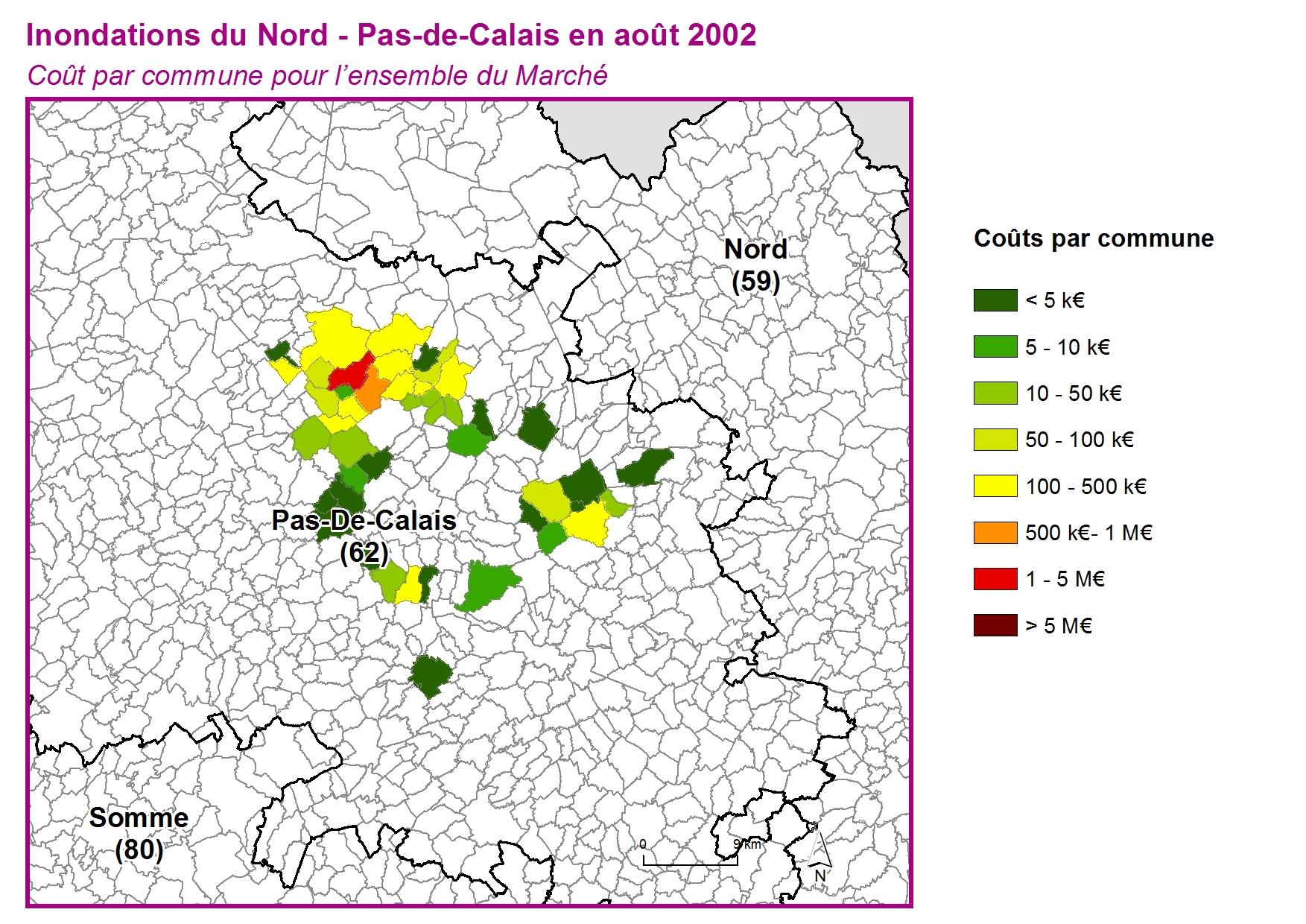 Cout par commune pour l'ensemble du marché