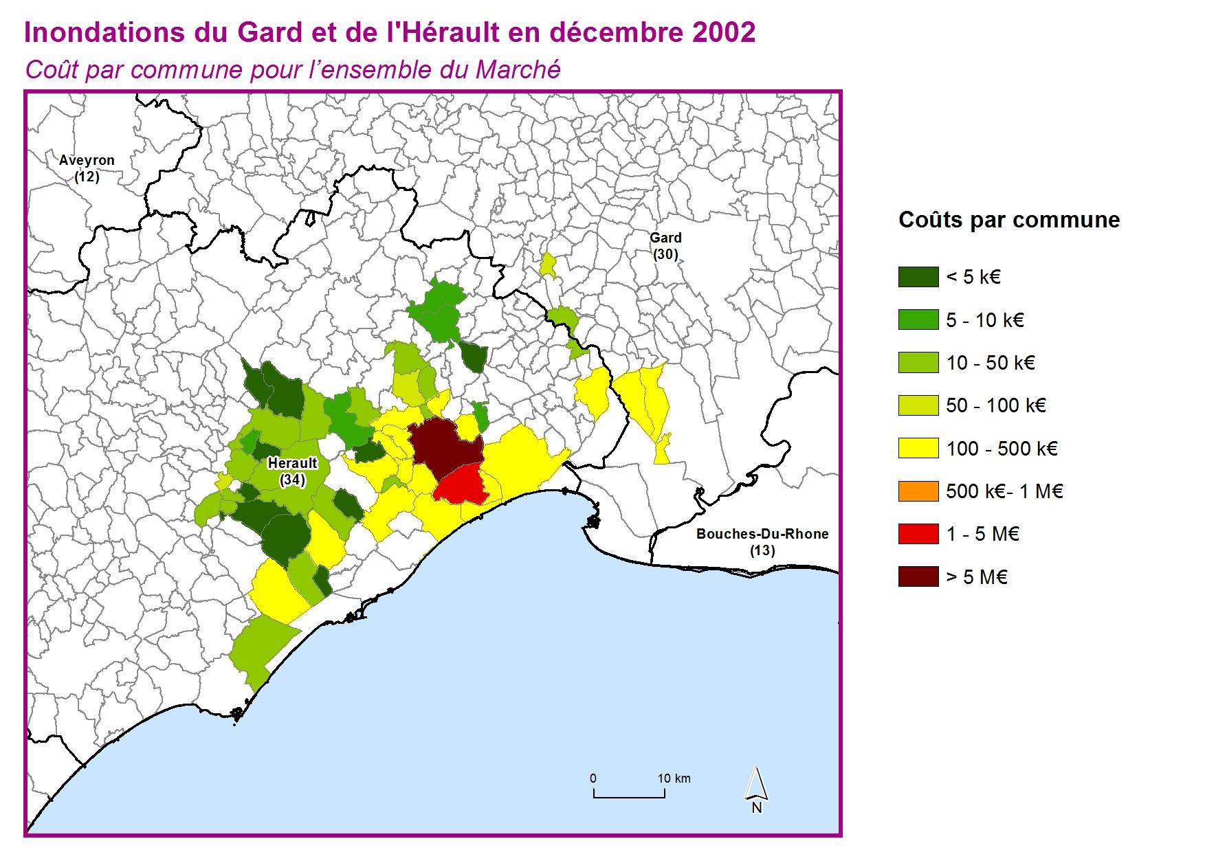 Cout par commune pour l'ensemble du marché