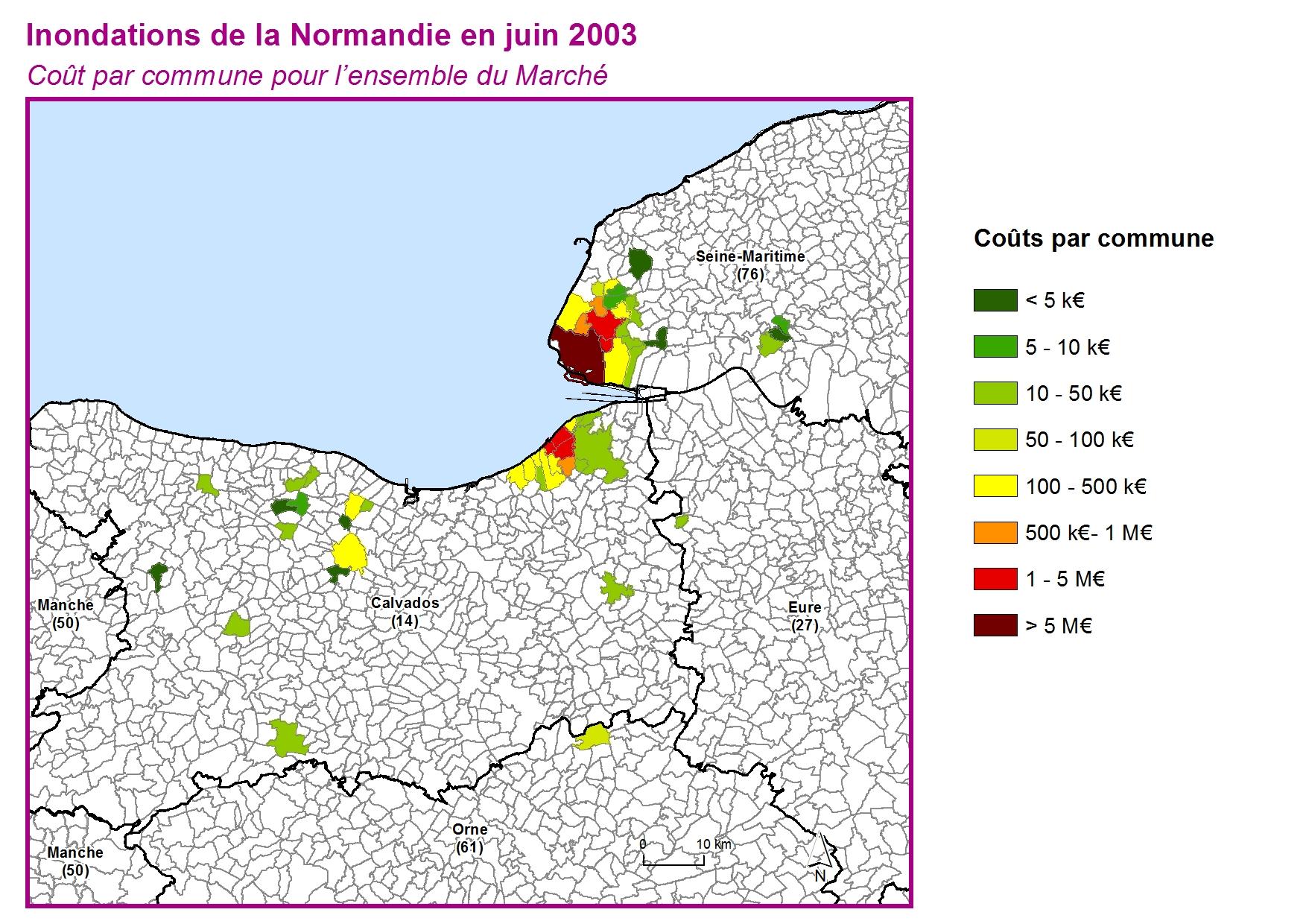 Cout par commune pour l'ensemble du marché