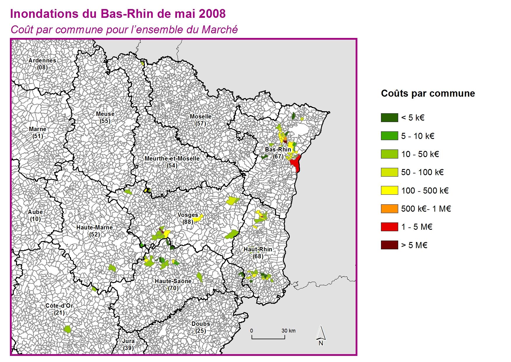 Cout par commune pour l'ensemble du marché