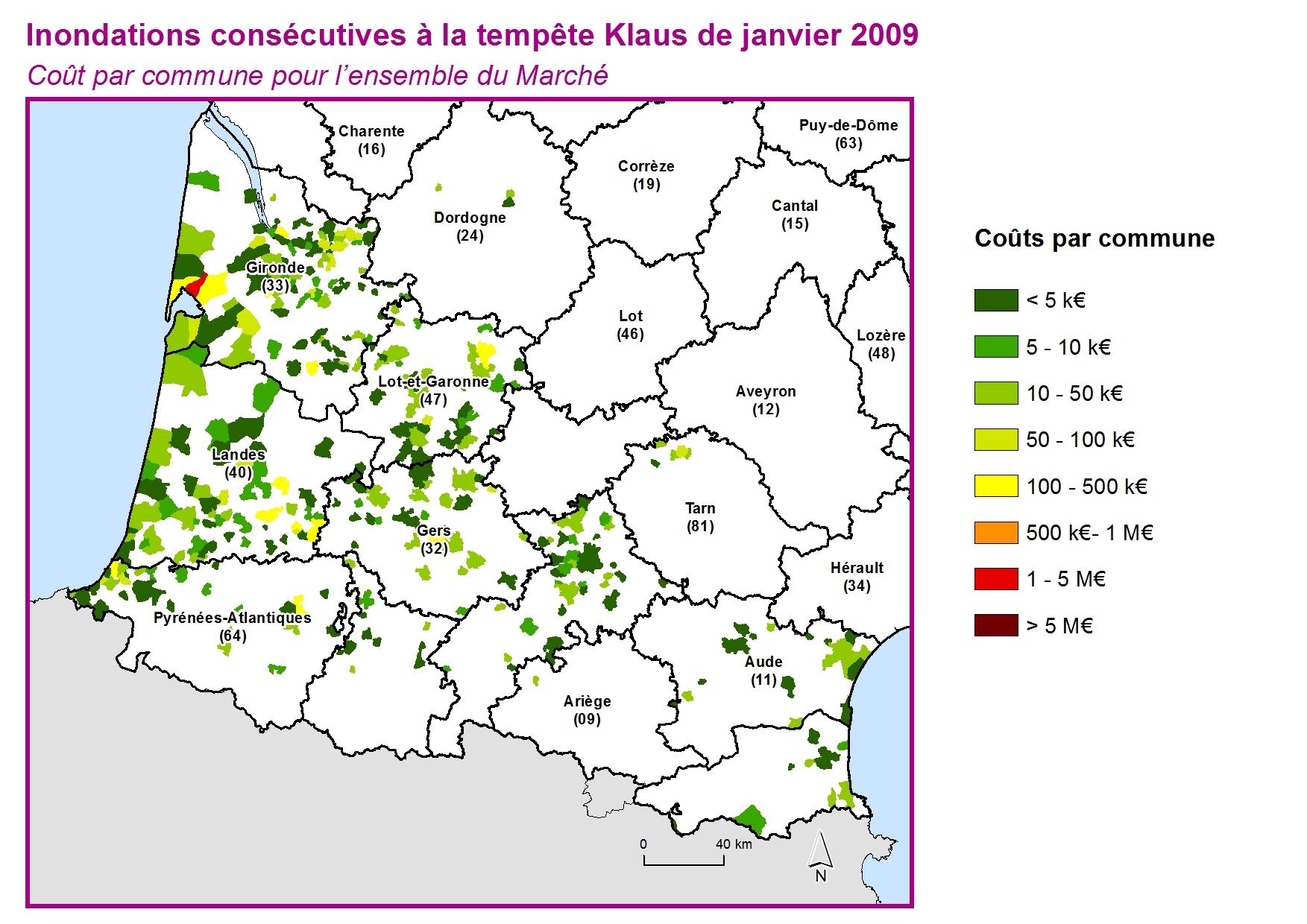 Cout par commune pour l'ensemble du marché