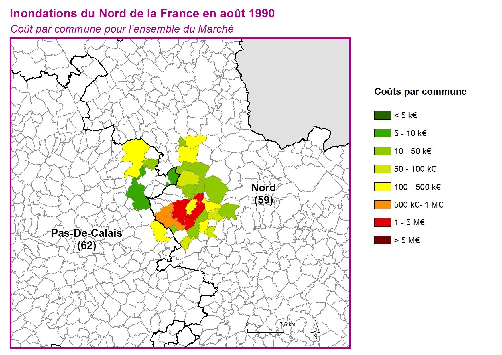 Cout par commune pour l'ensemble du marché