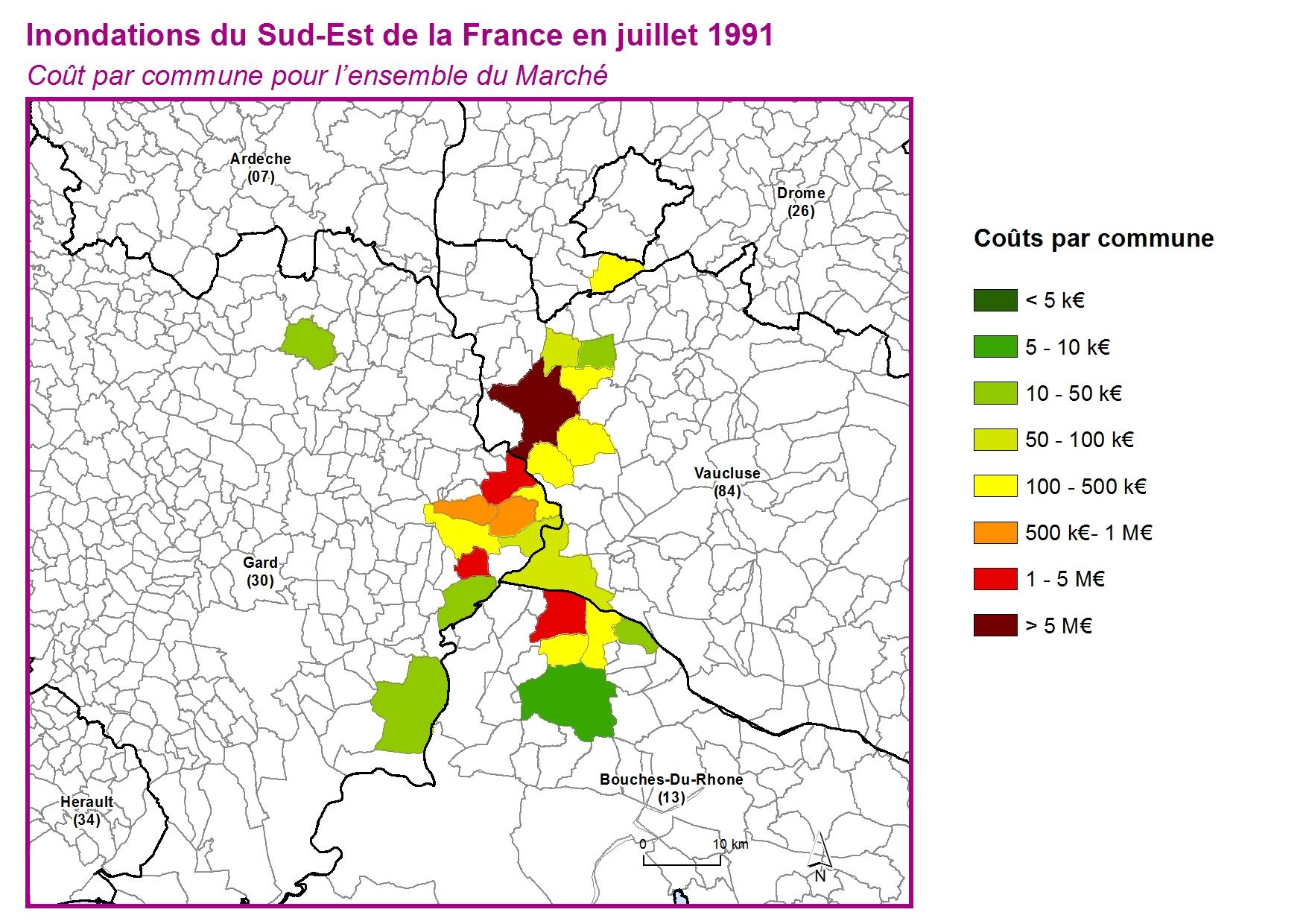 Cout par commune pour l'ensemble du marché