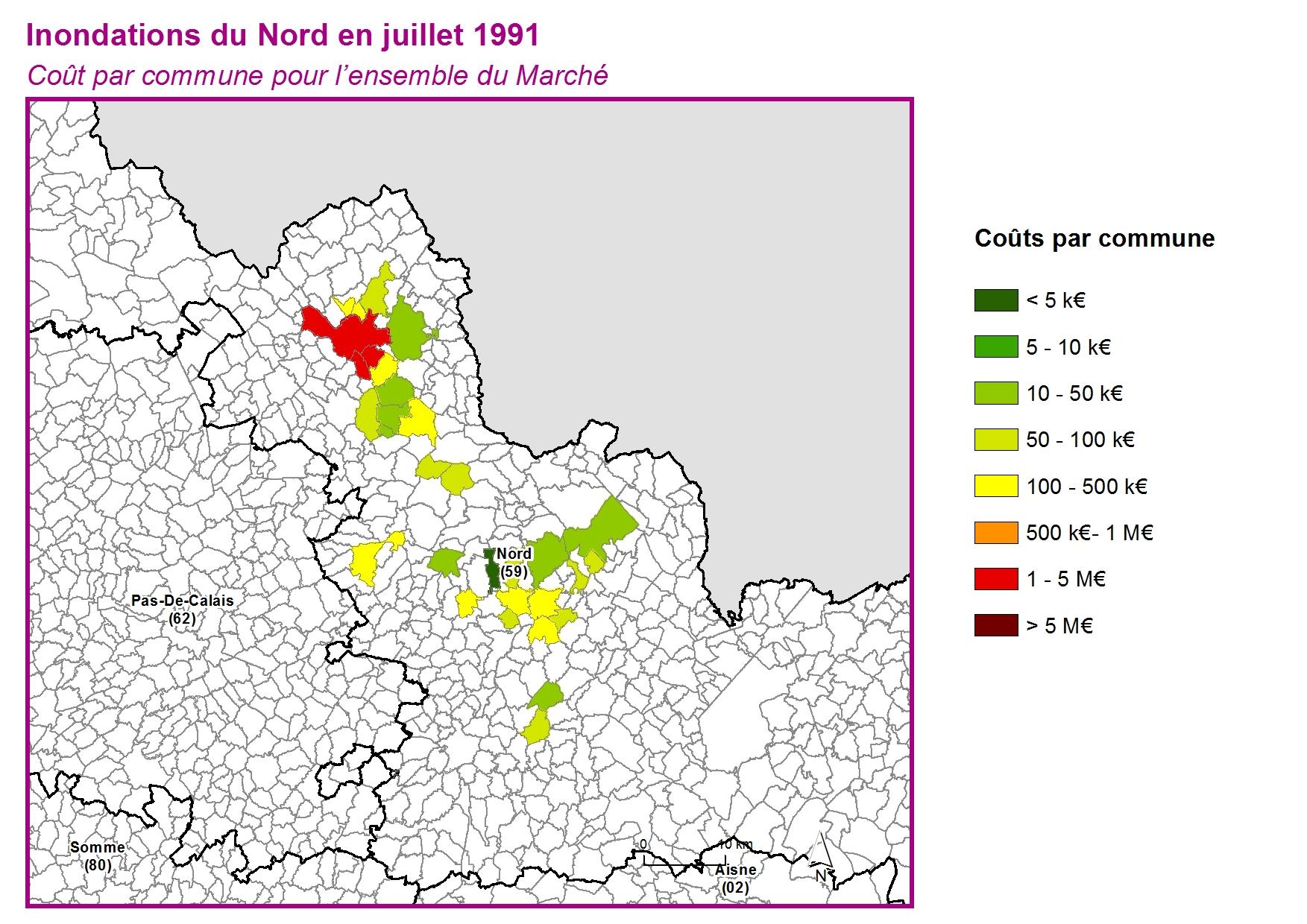 Cout par commune pour l'ensemble du marché