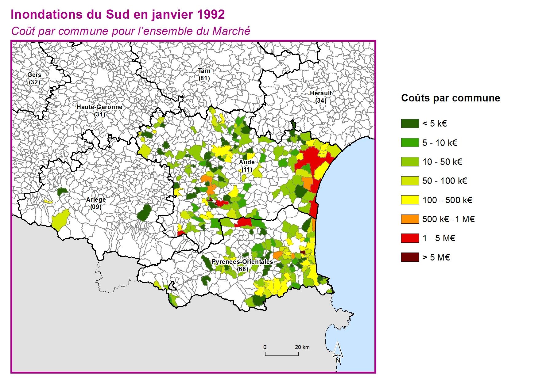 Cout par commune pour l'ensemble du marché