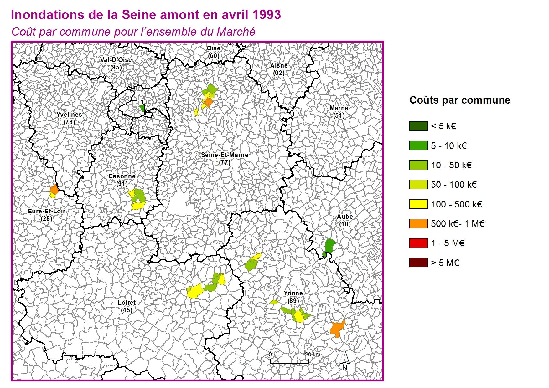 Cout par commune pour l'ensemble du marché