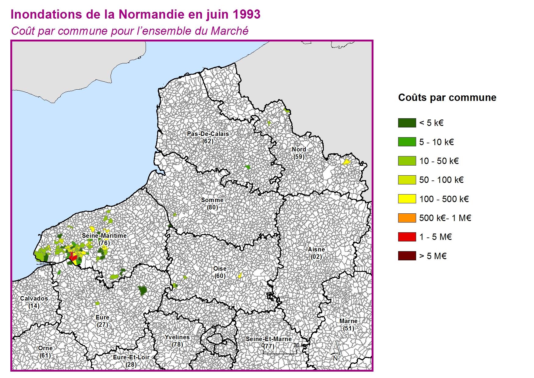 Cout par commune pour l'ensemble du marché