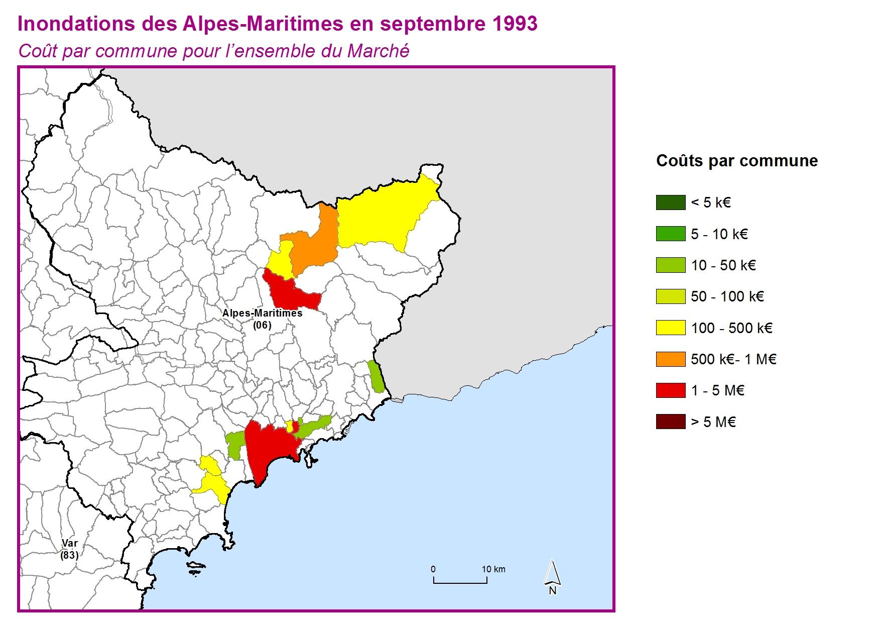 Cout par commune pour l'ensemble du marché