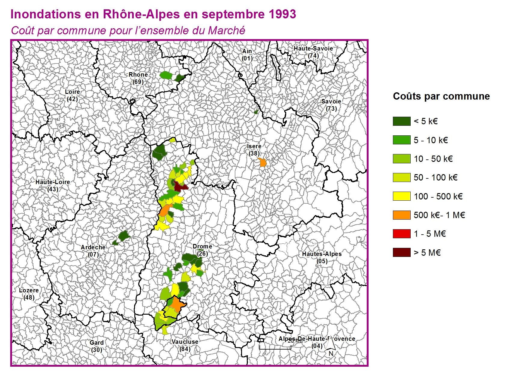 Cout par commune pour l'ensemble du marché