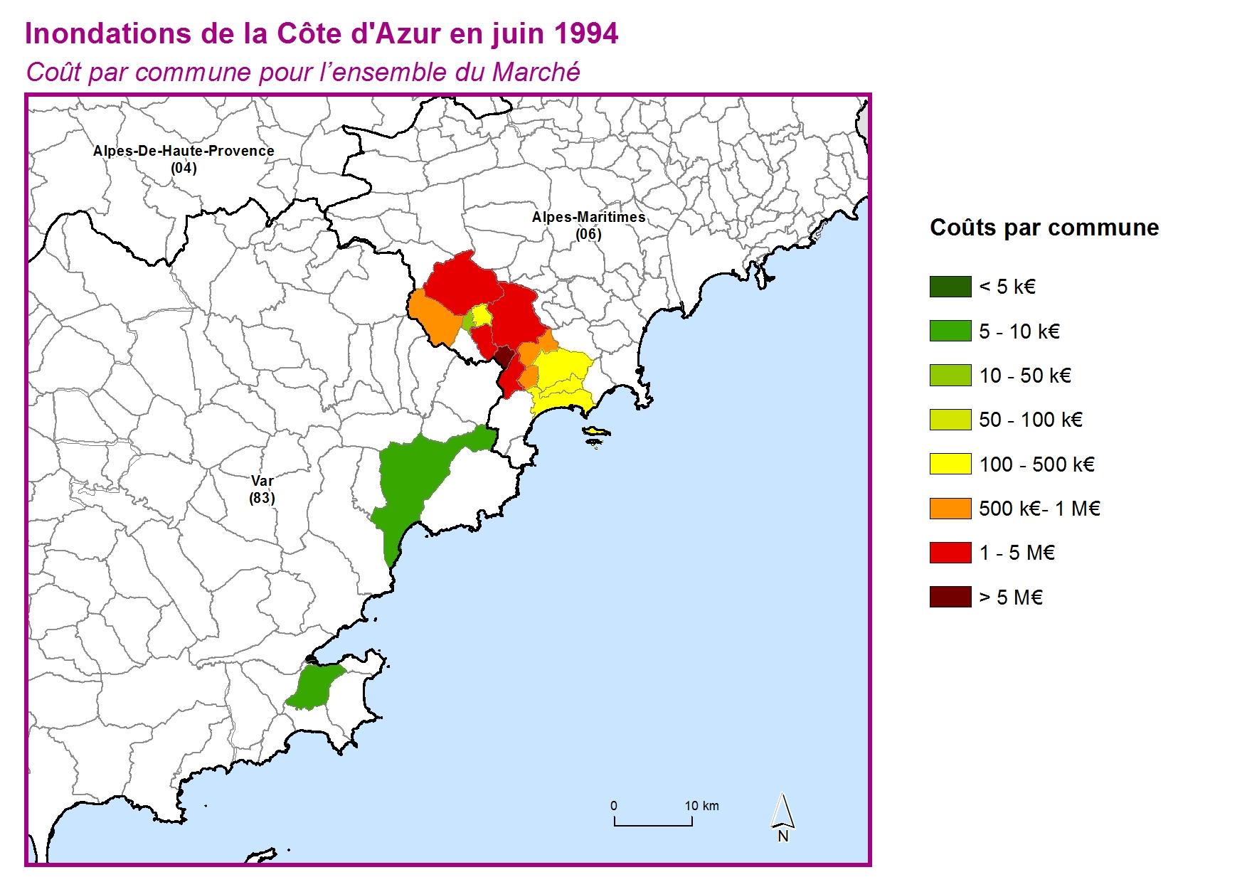 Cout par commune pour l'ensemble du marché