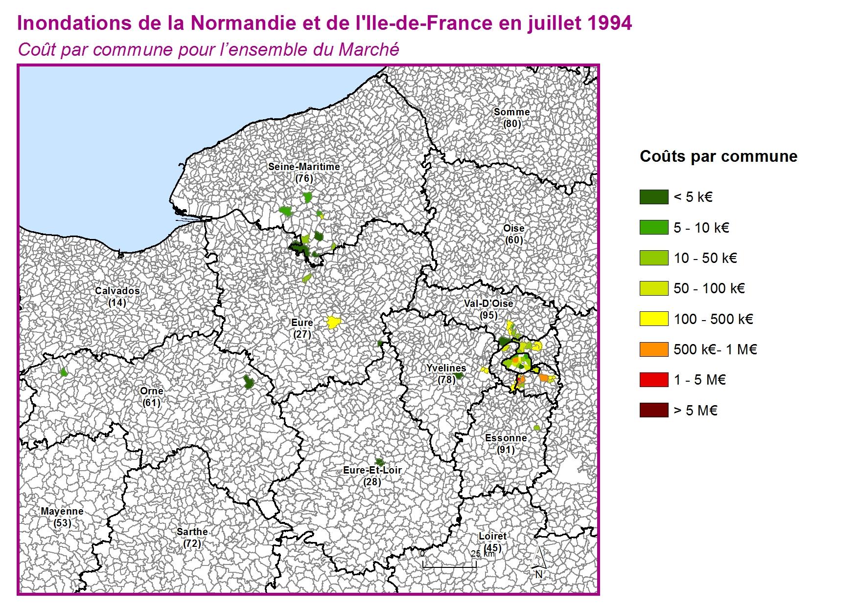 Cout par commune pour l'ensemble du marché