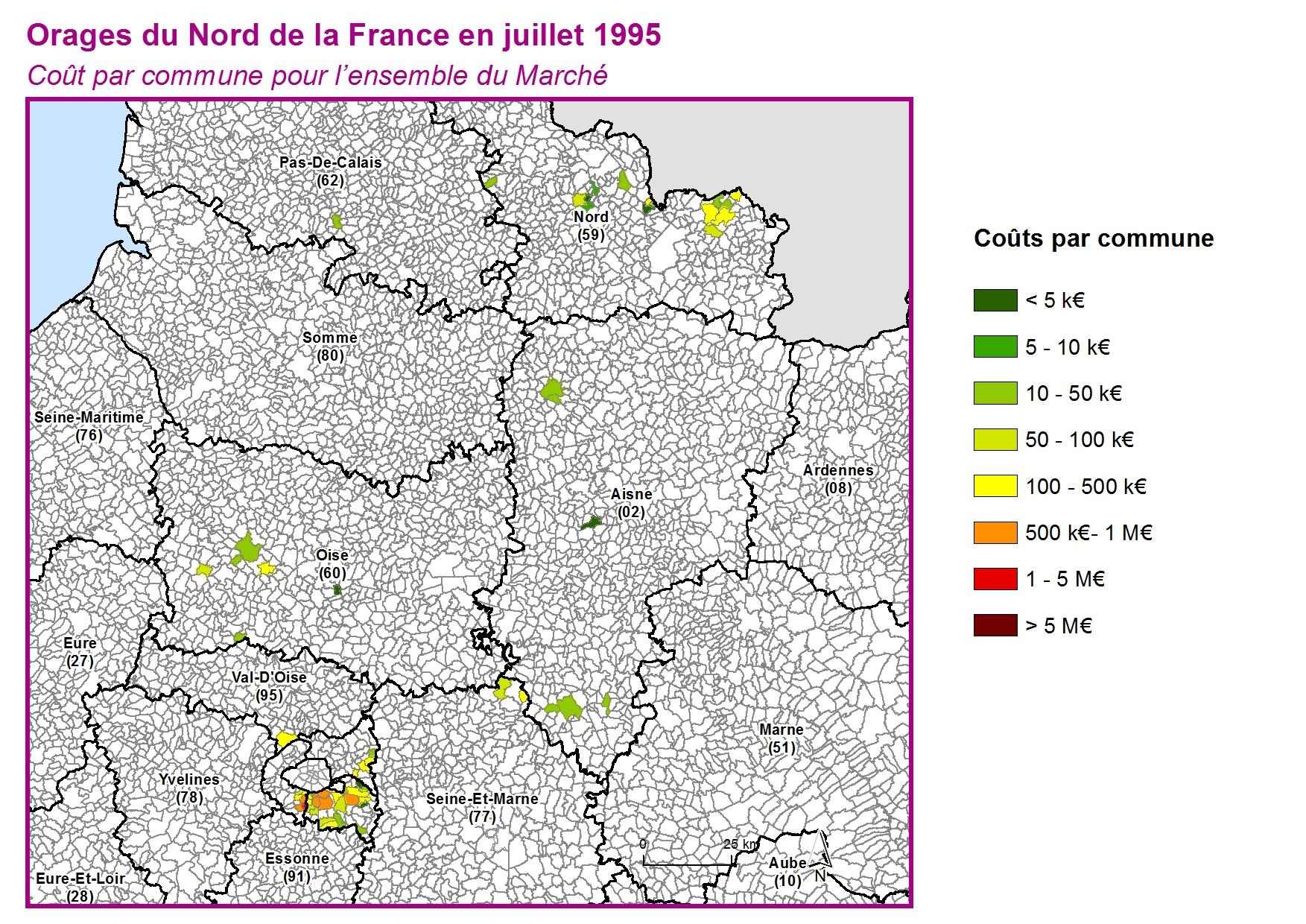 Cout par commune pour l'ensemble du marché