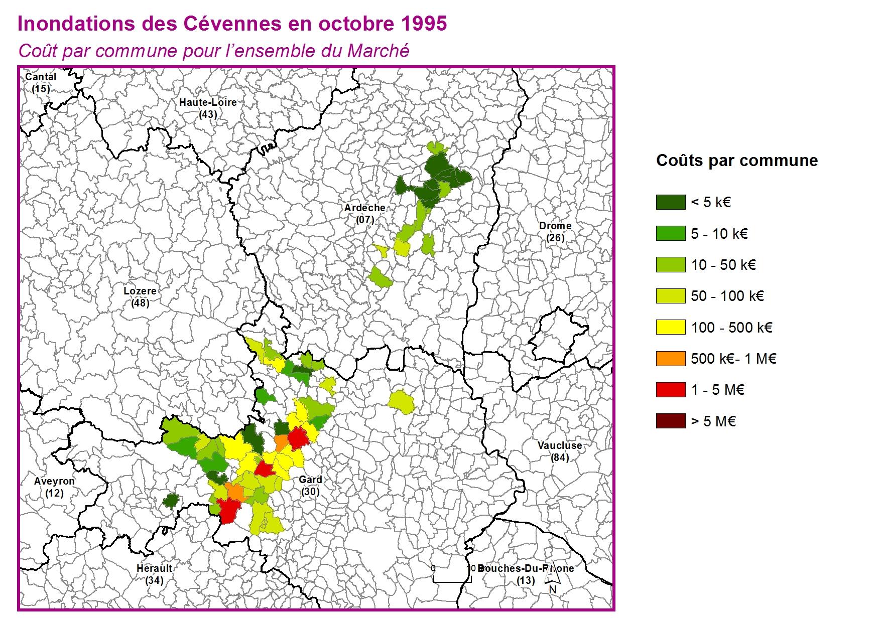 Cout par commune pour l'ensemble du marché