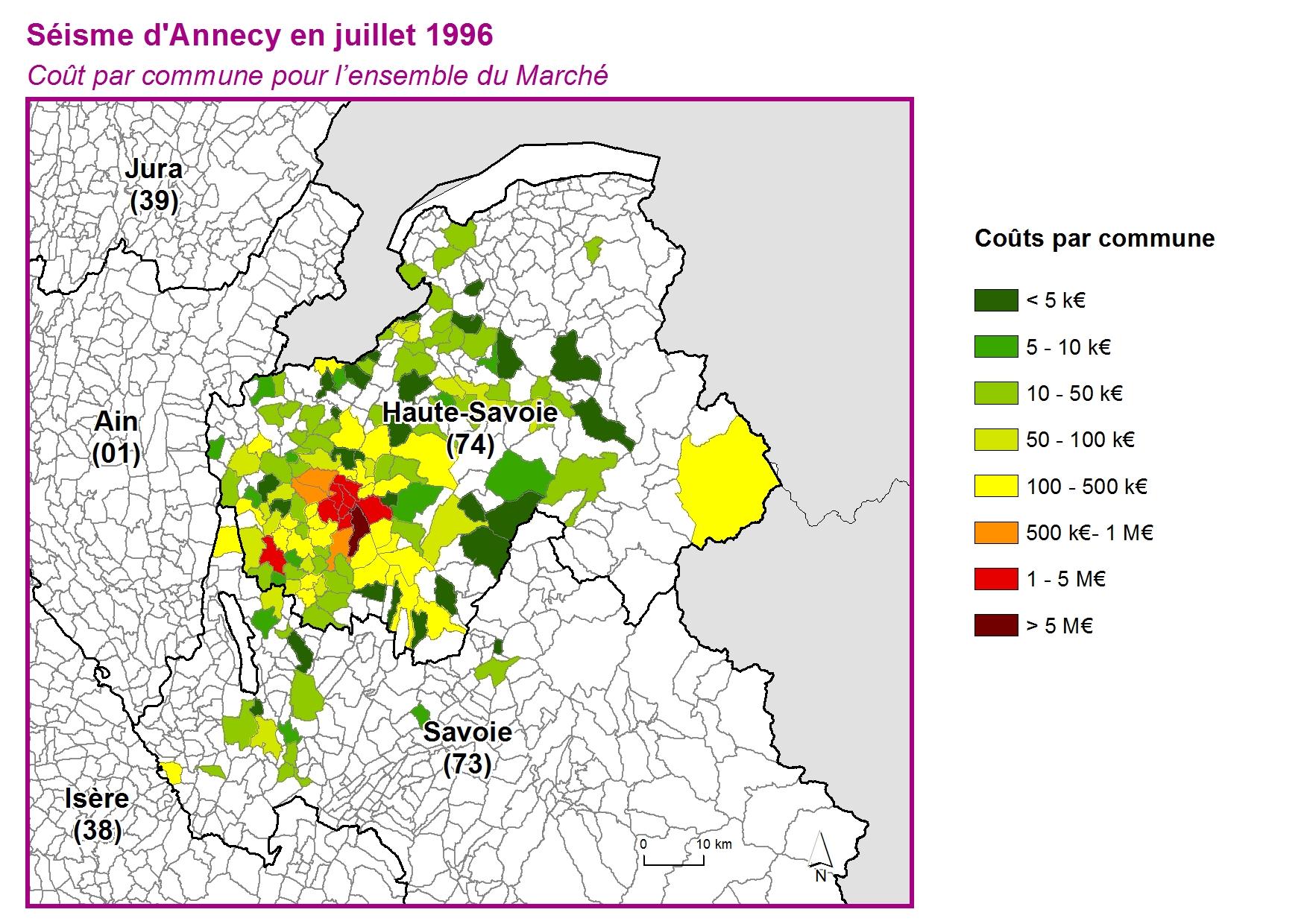 Cout par commune pour l'ensemble du marché