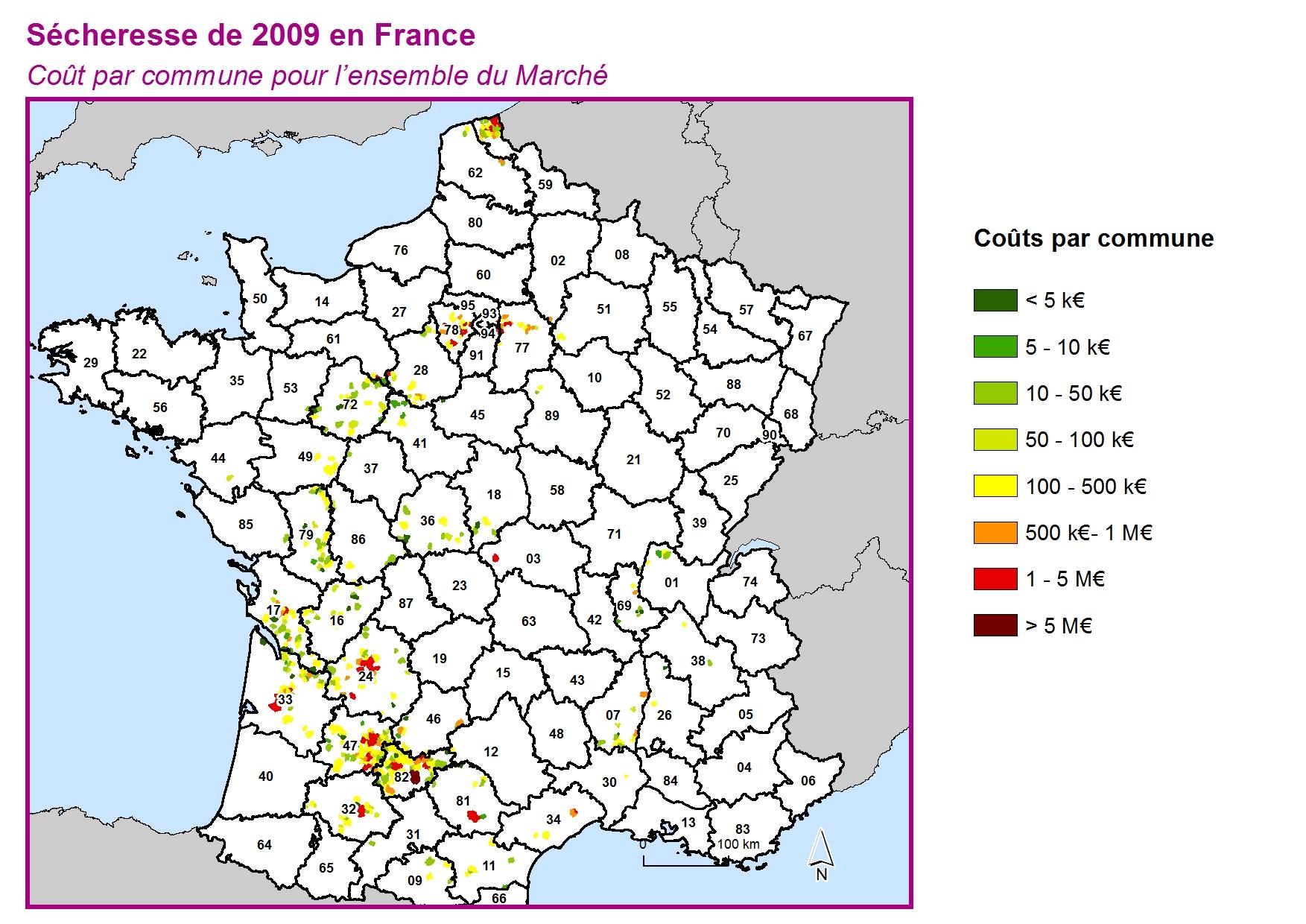 Cout par commune pour l'ensemble du marché