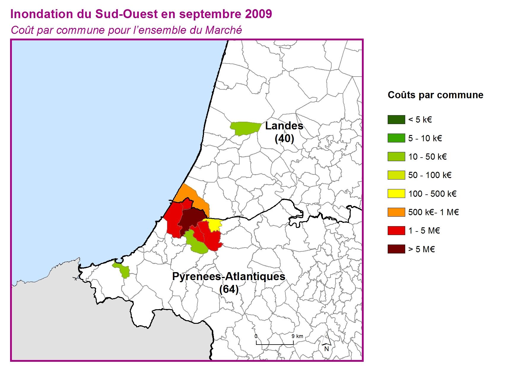 Cout par commune pour l'ensemble du marché