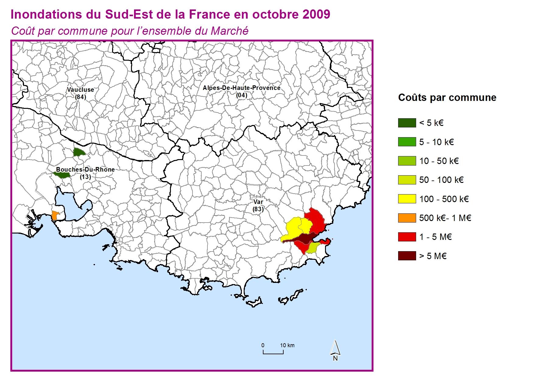 Cout par commune pour l'ensemble du marché