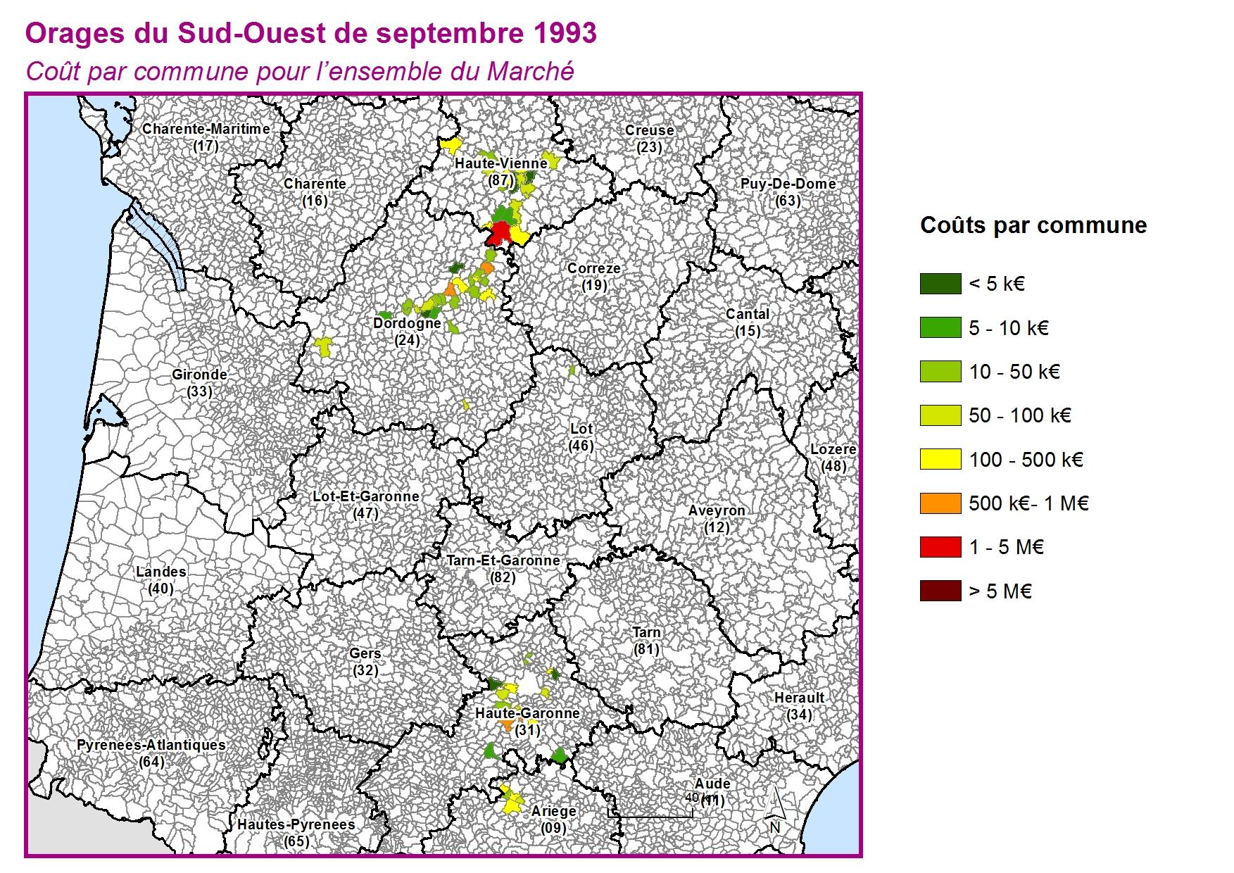 Cout par commune pour l'ensemble du marché