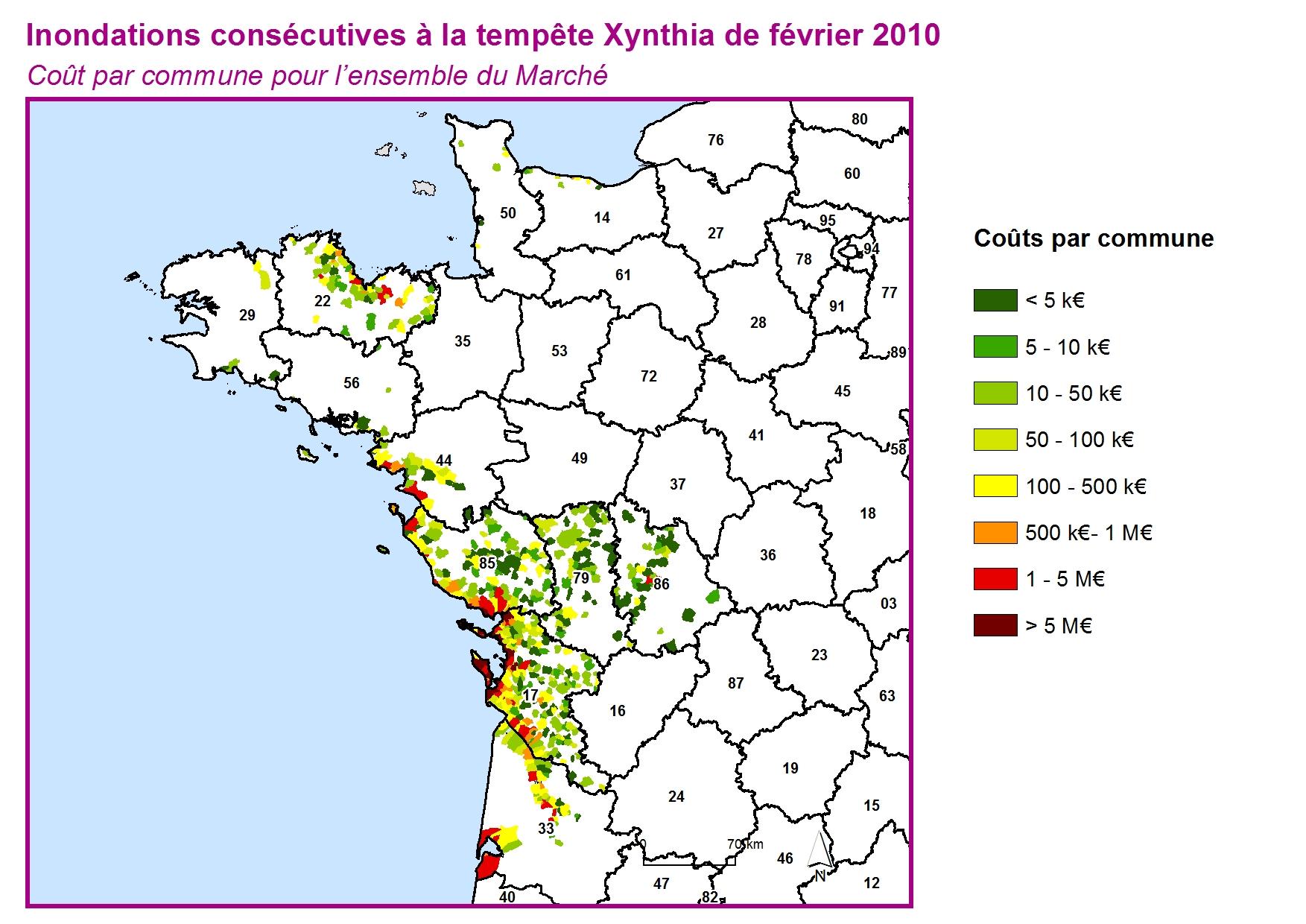 Cout par commune pour l'ensemble du marché