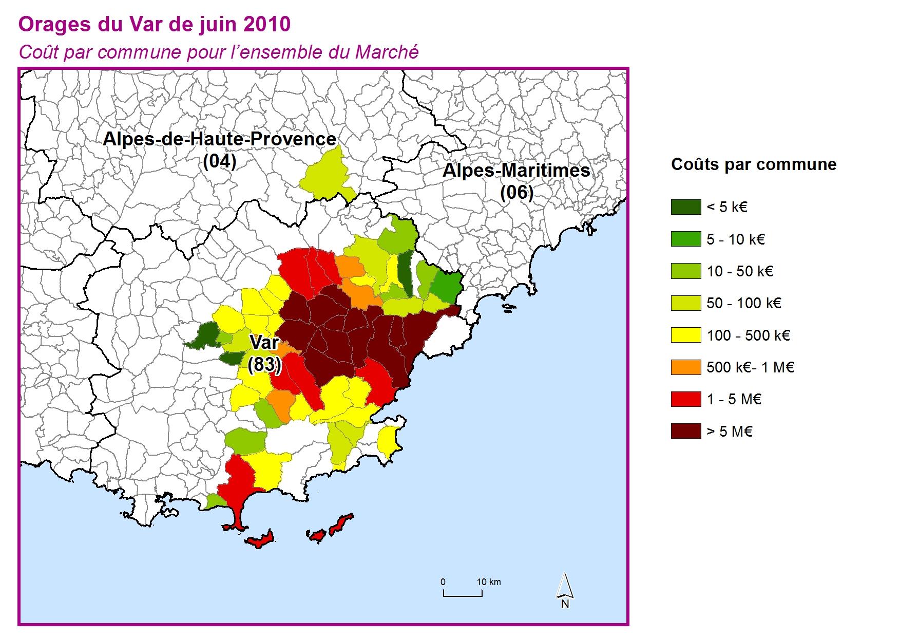 Cout par commune pour l'ensemble du marché