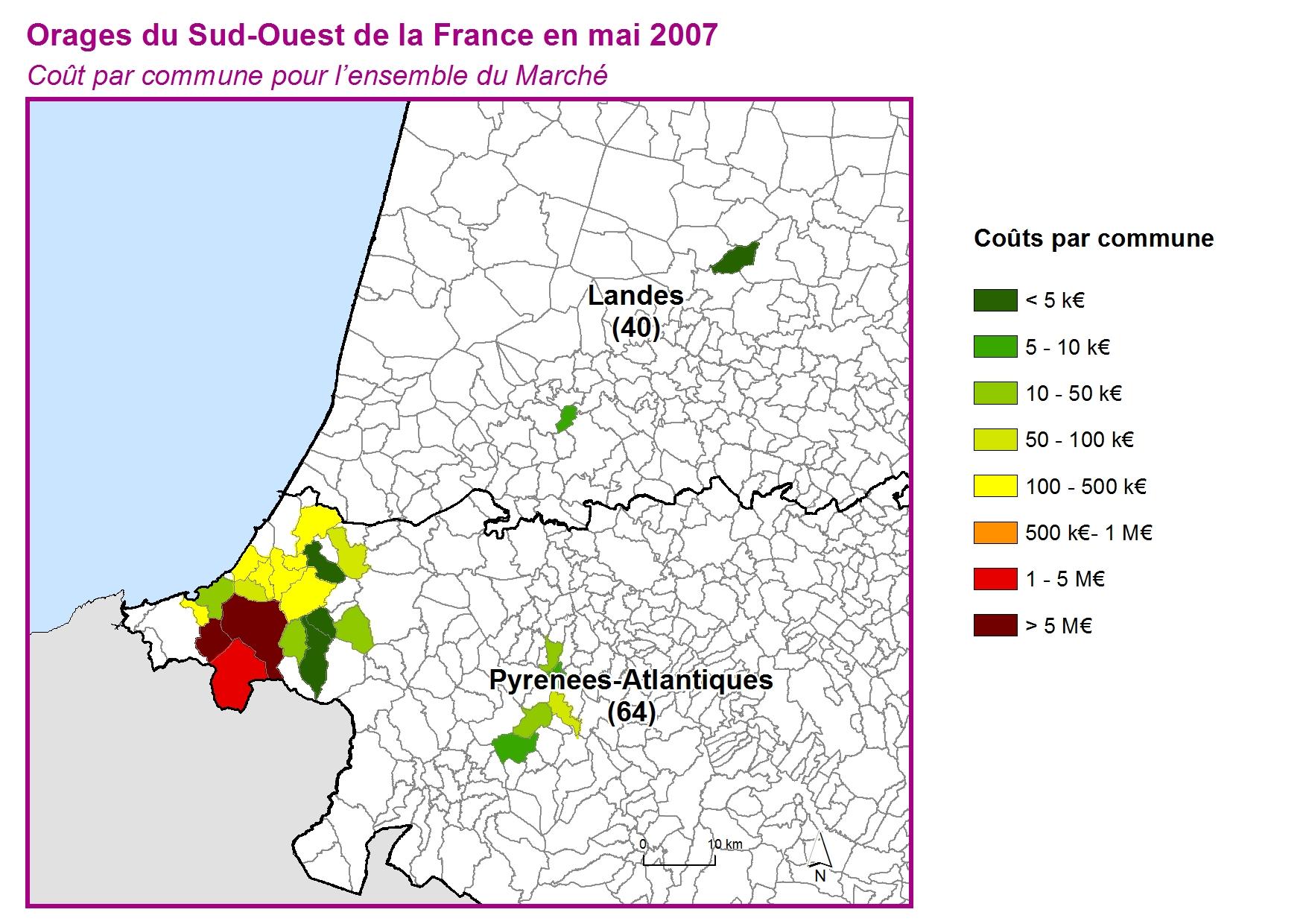 Cout par commune pour l'ensemble du marché