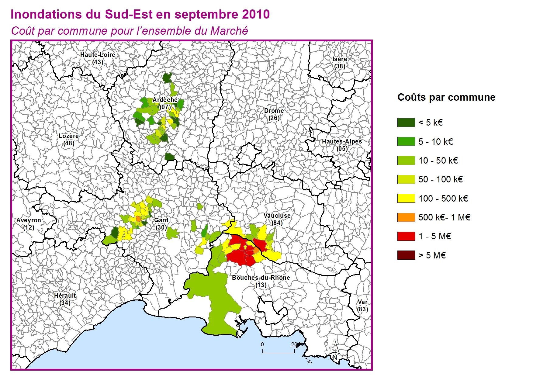 Cout par commune pour l'ensemble du marché