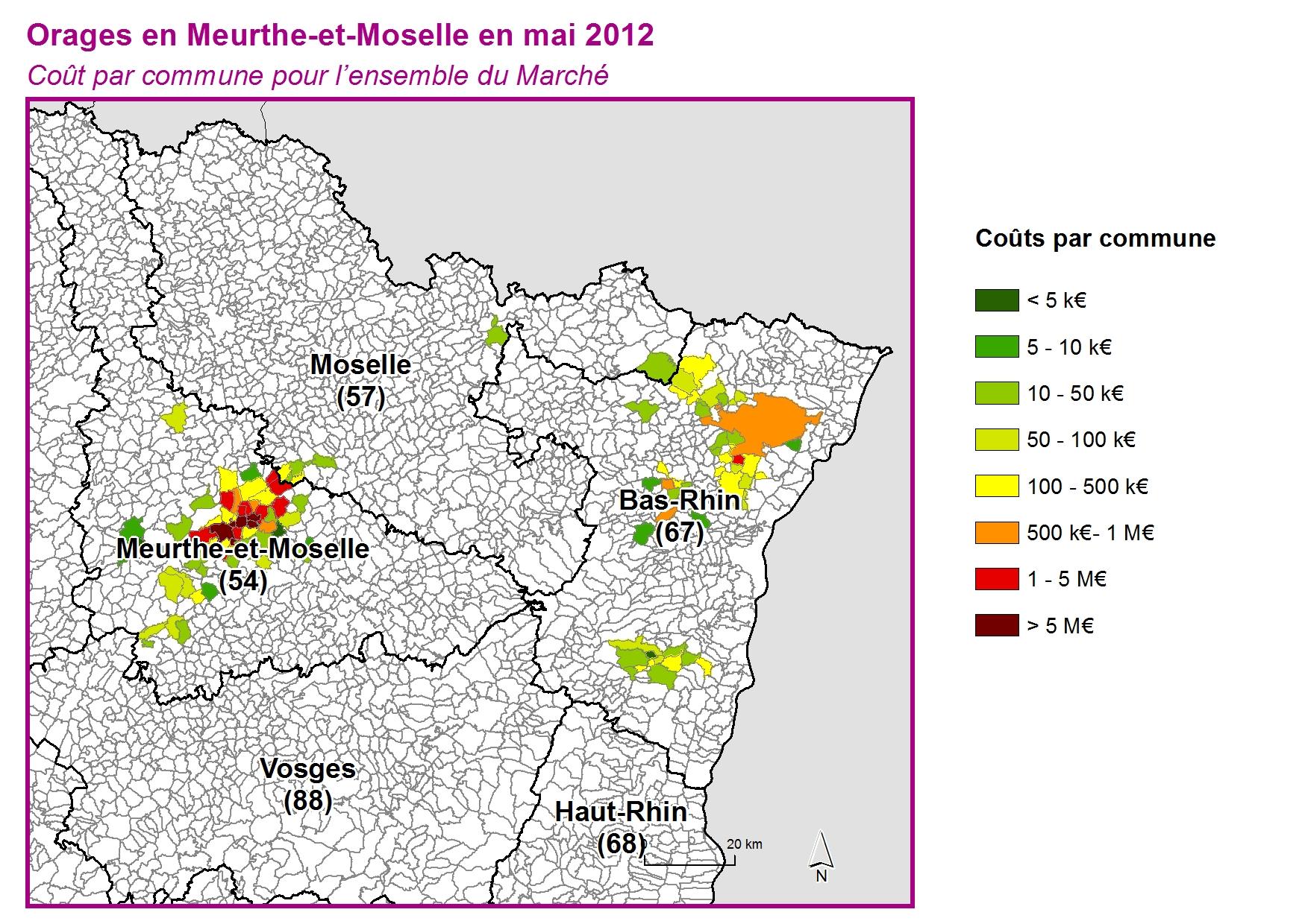 Cout par commune pour l'ensemble du marché