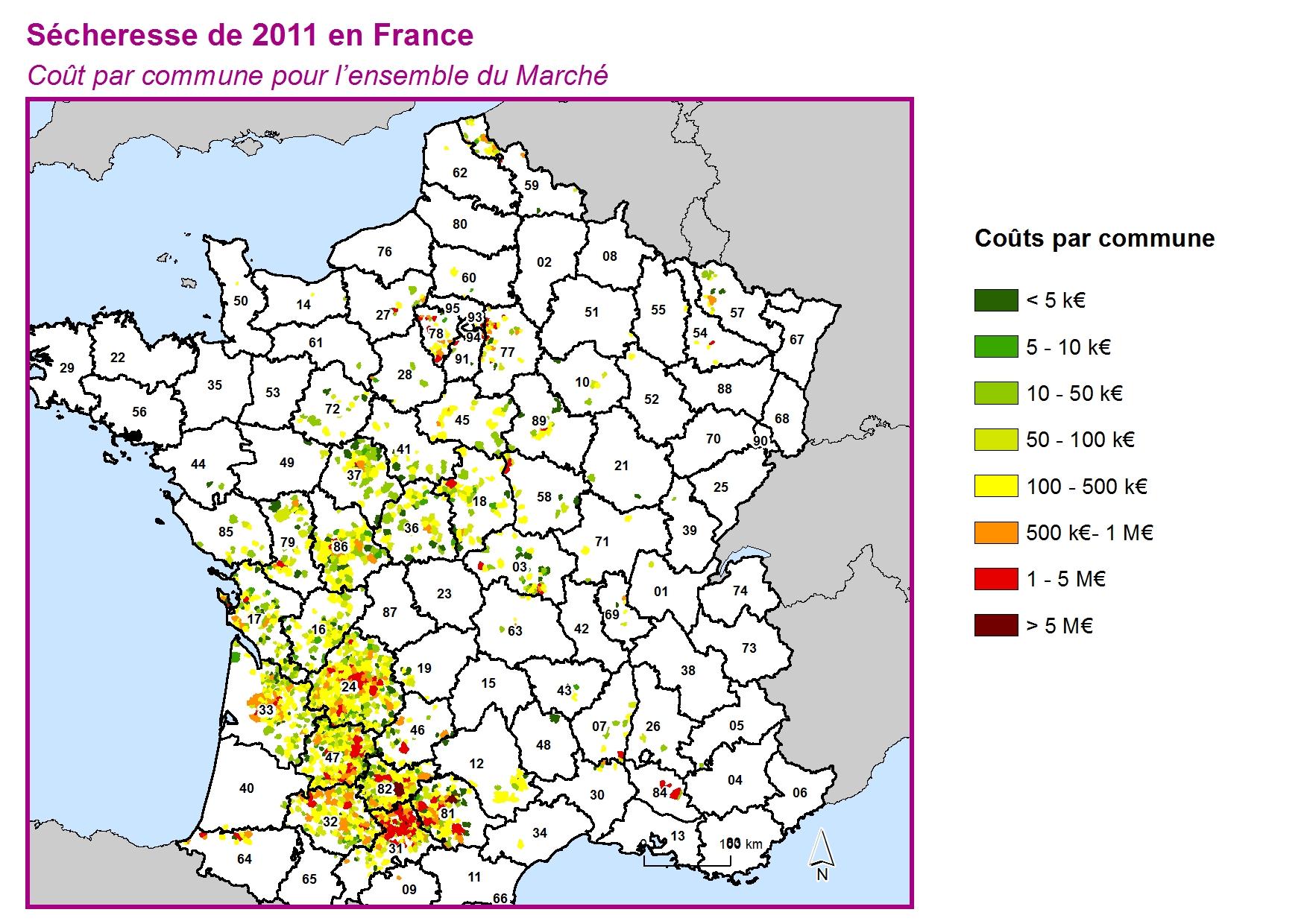 Cout par commune pour l'ensemble du marché