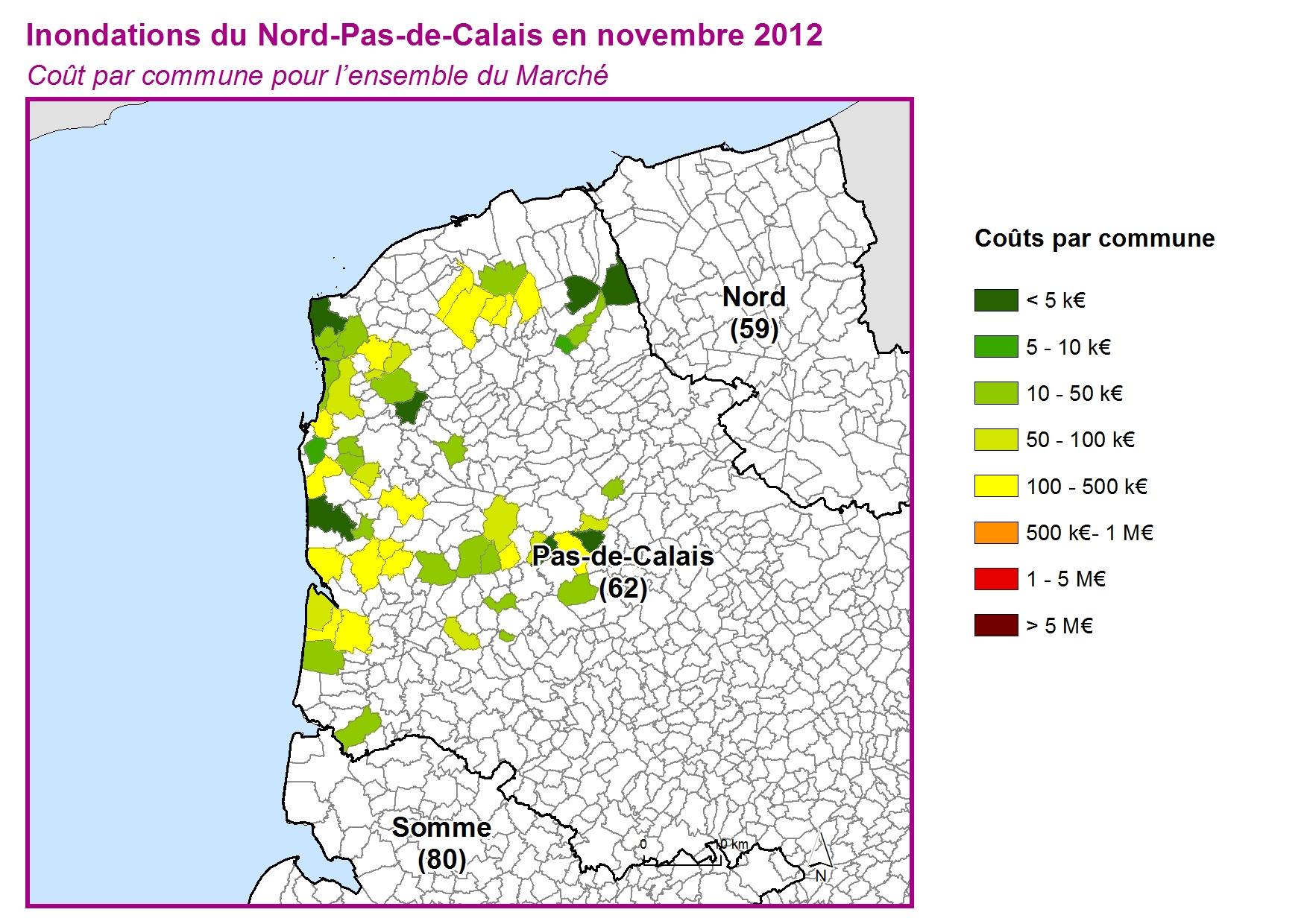 Cout par commune pour l'ensemble du marché