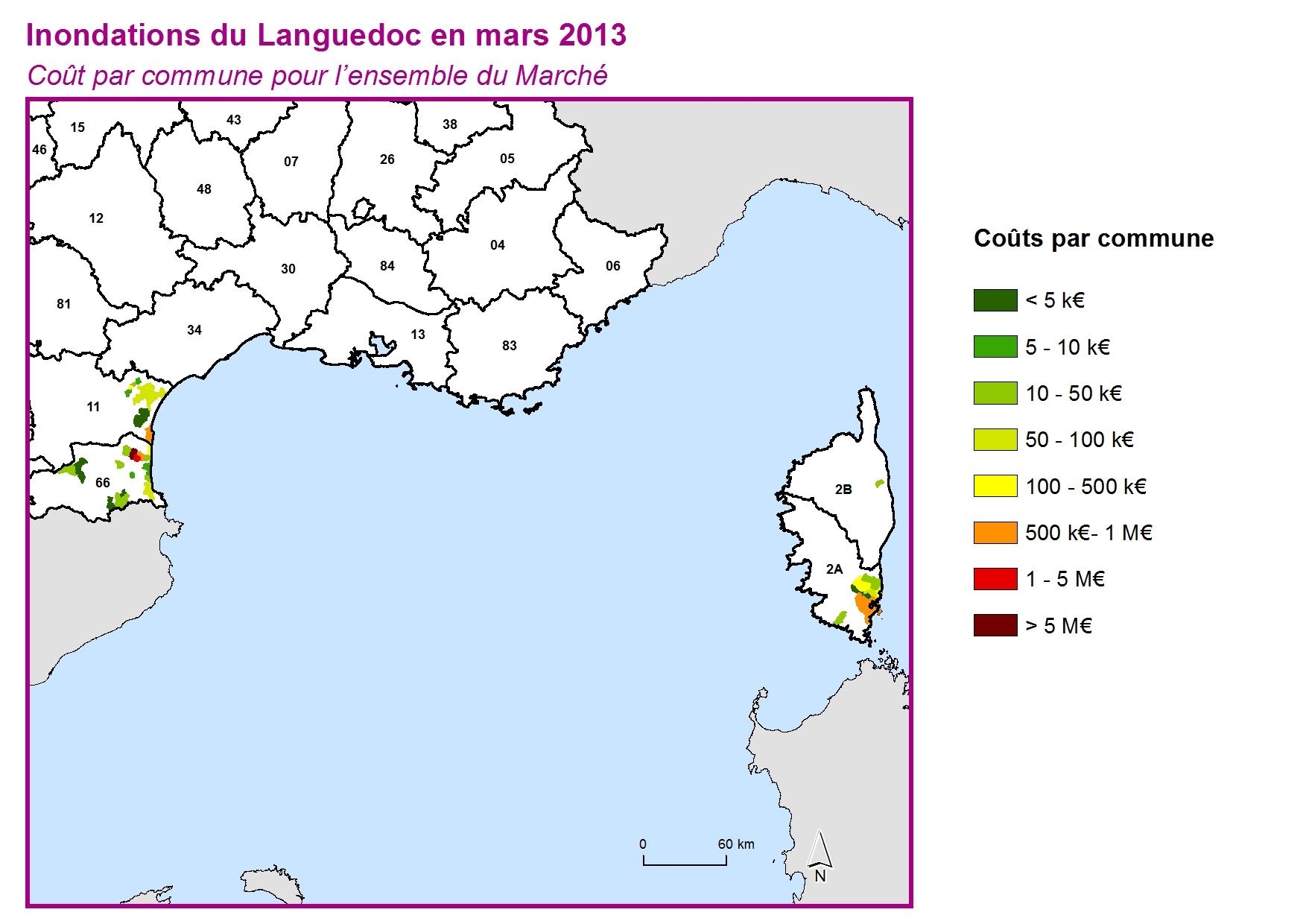 Cout par commune pour l'ensemble du marché