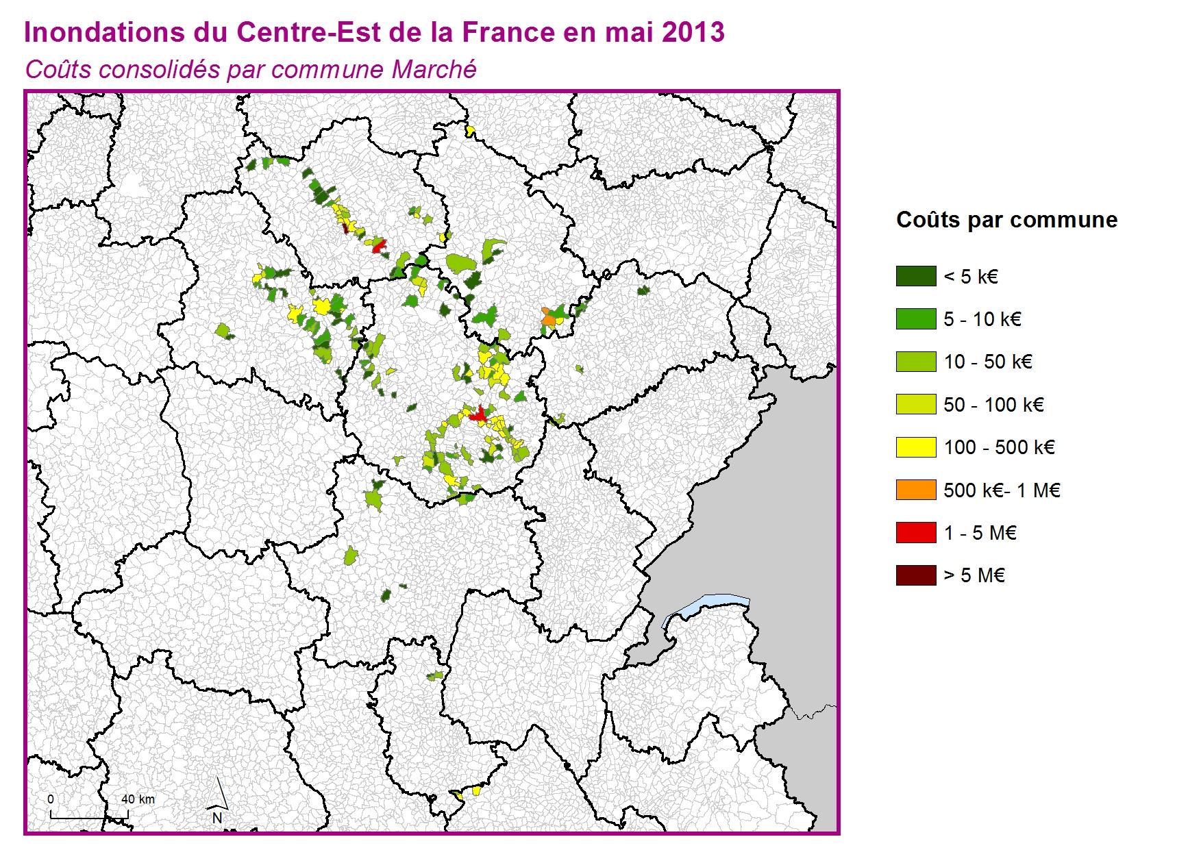 Cout par commune pour l'ensemble du marché