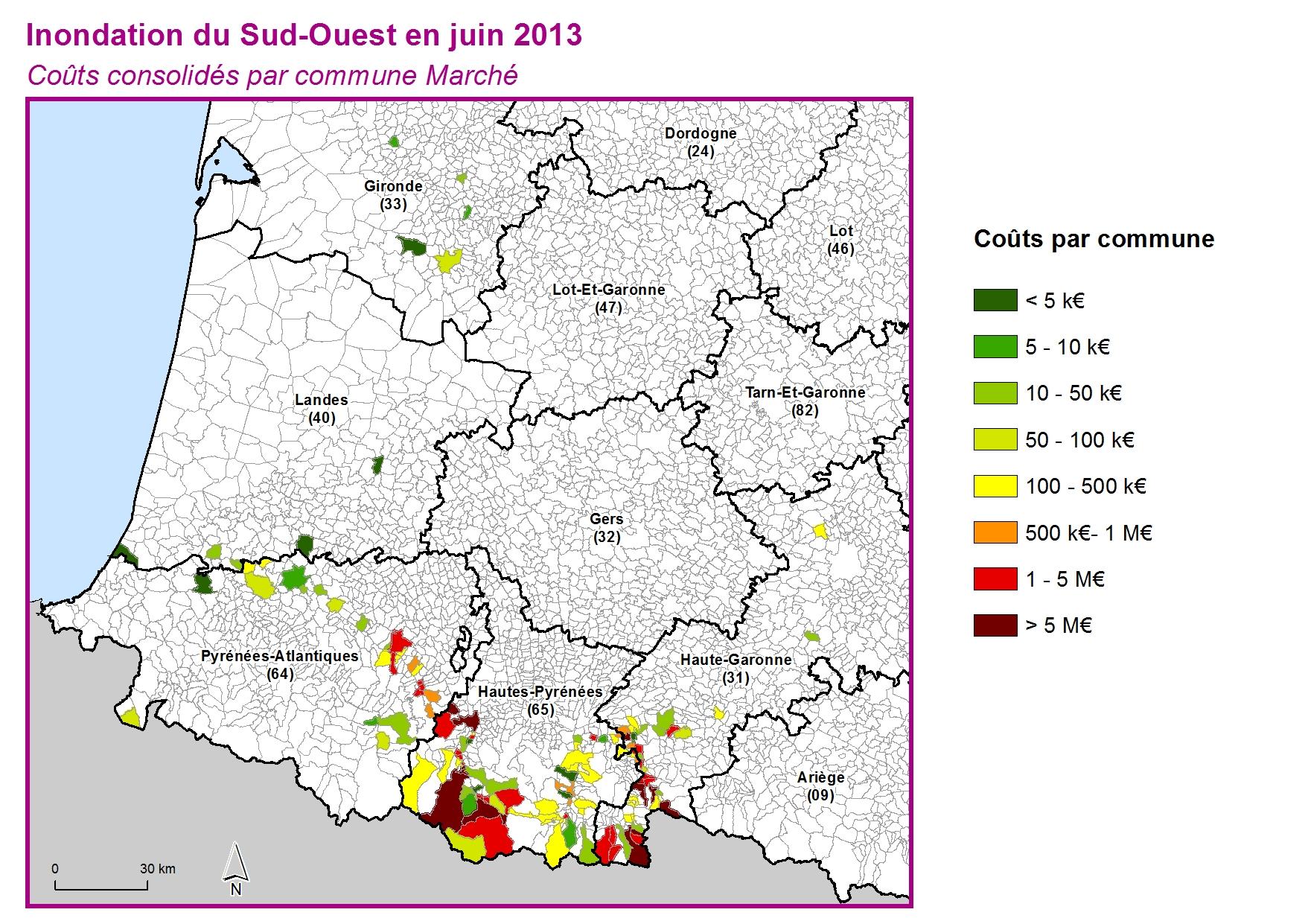 Cout par commune pour l'ensemble du marché