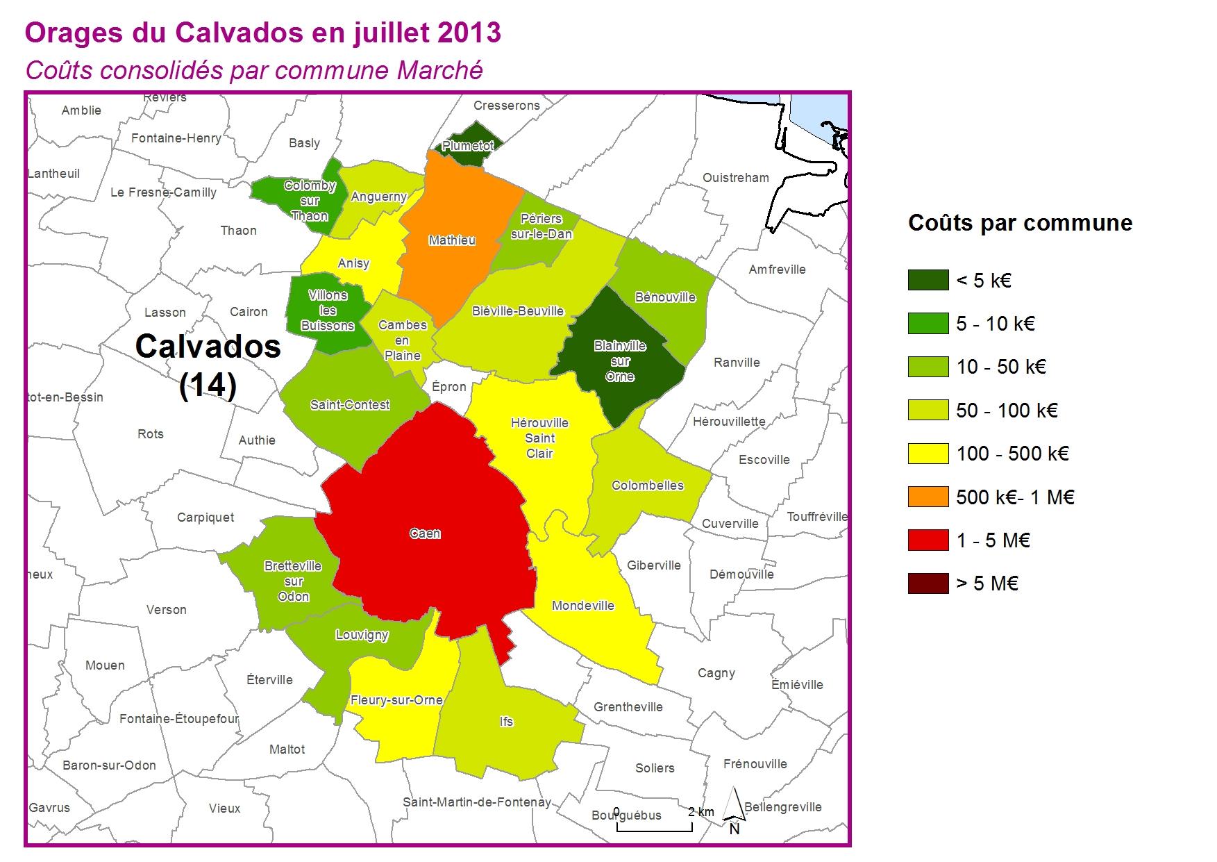 Cout par commune pour l'ensemble du marché