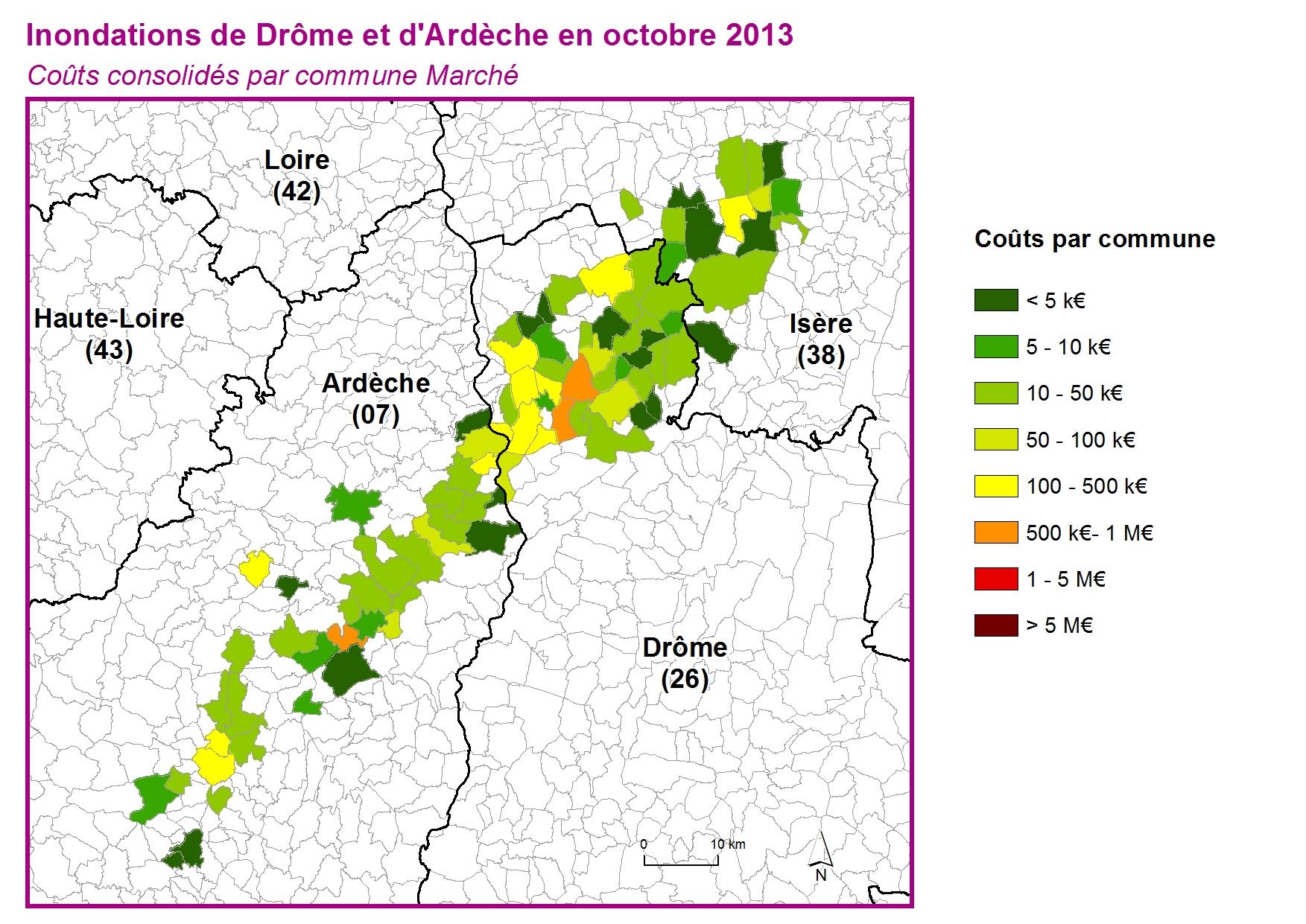 Cout par commune pour l'ensemble du marché