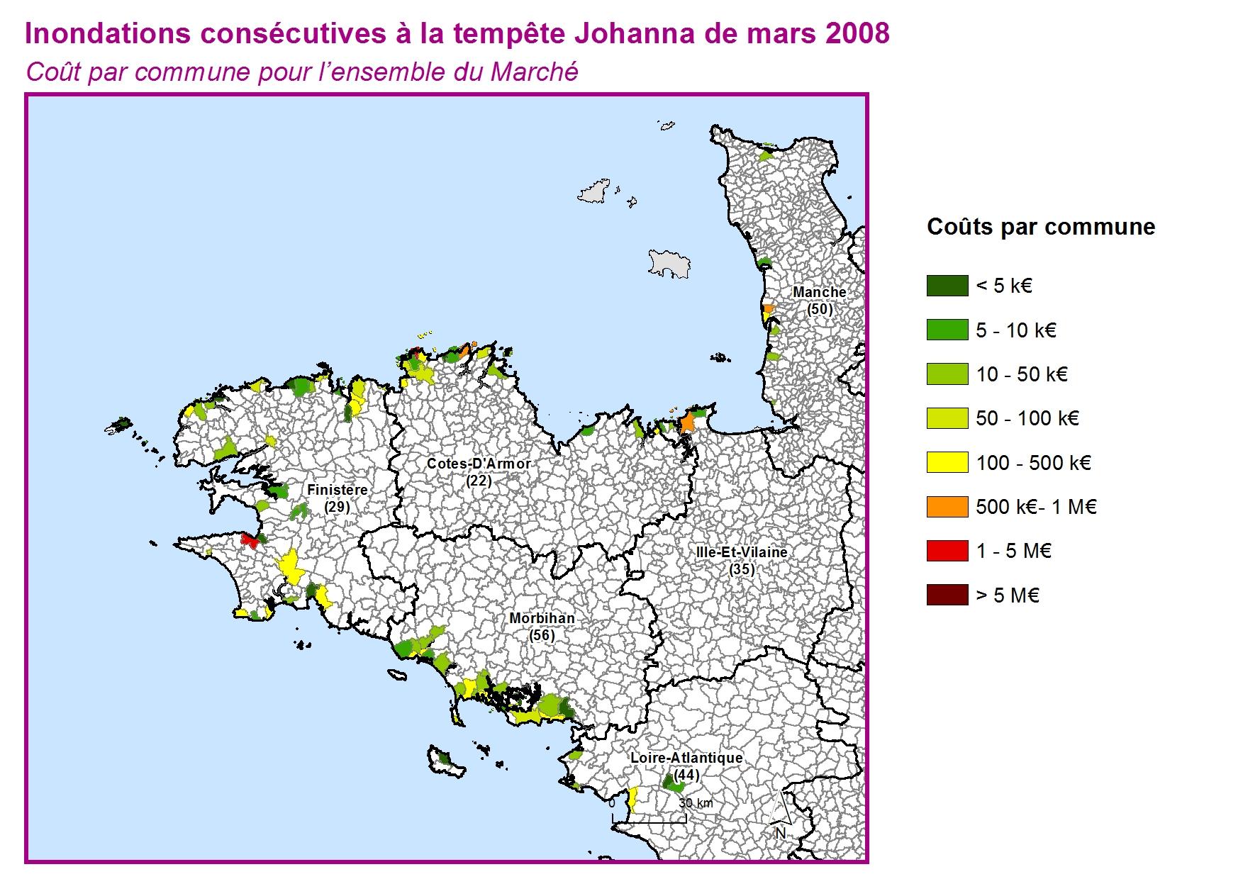 Cout par commune pour l'ensemble du marché