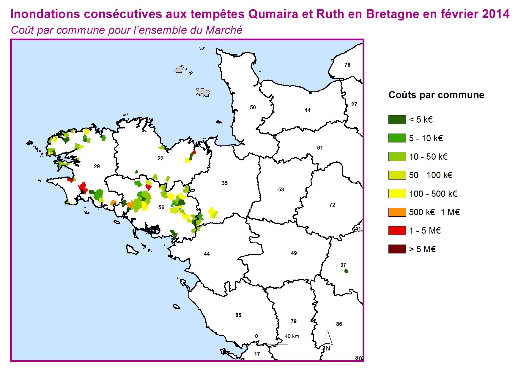 Cout par commune pour l'ensemble du marché