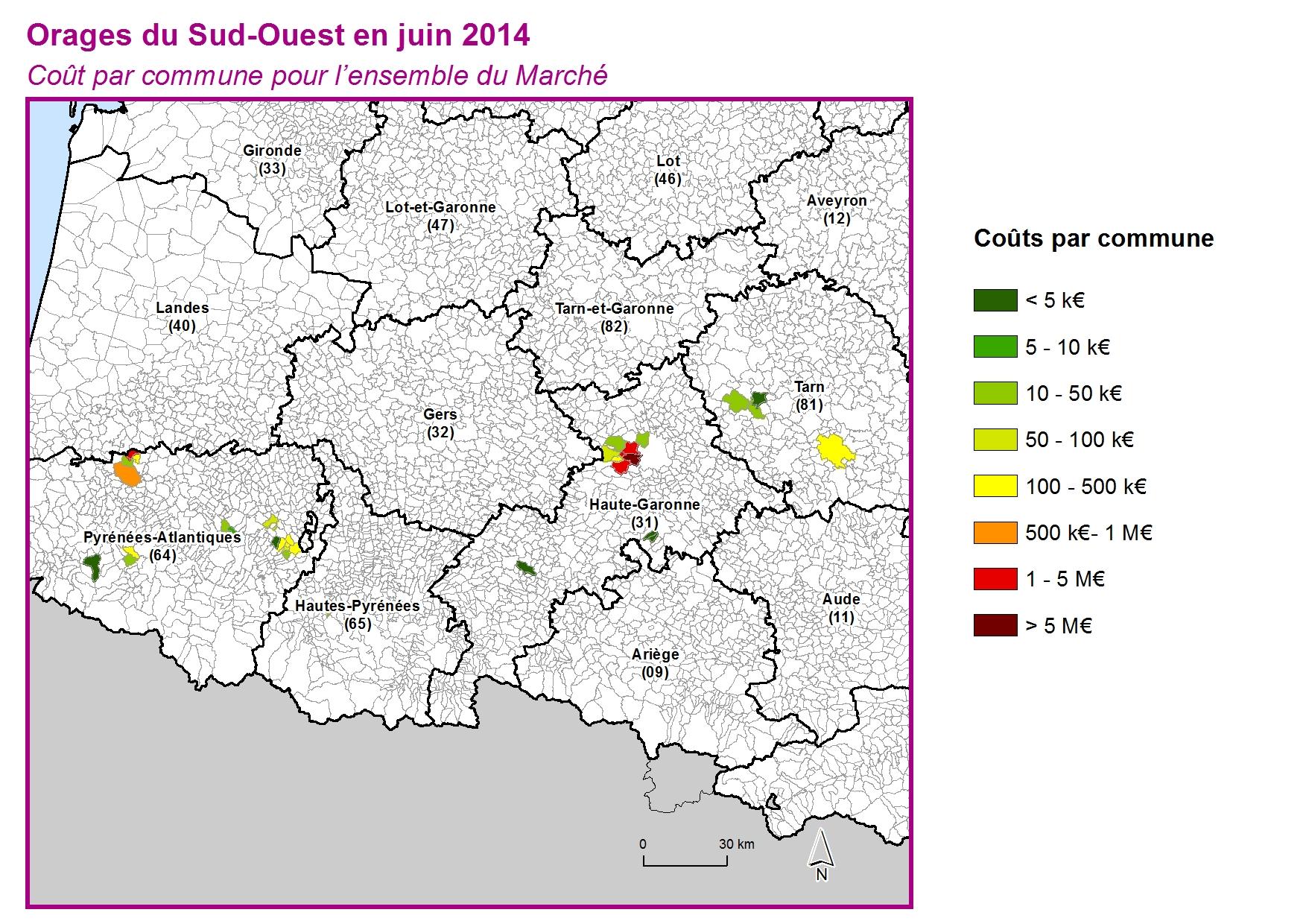 Cout par commune pour l'ensemble du marché