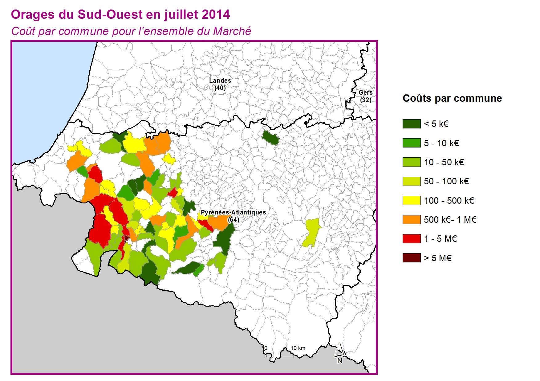 Cout par commune pour l'ensemble du marché