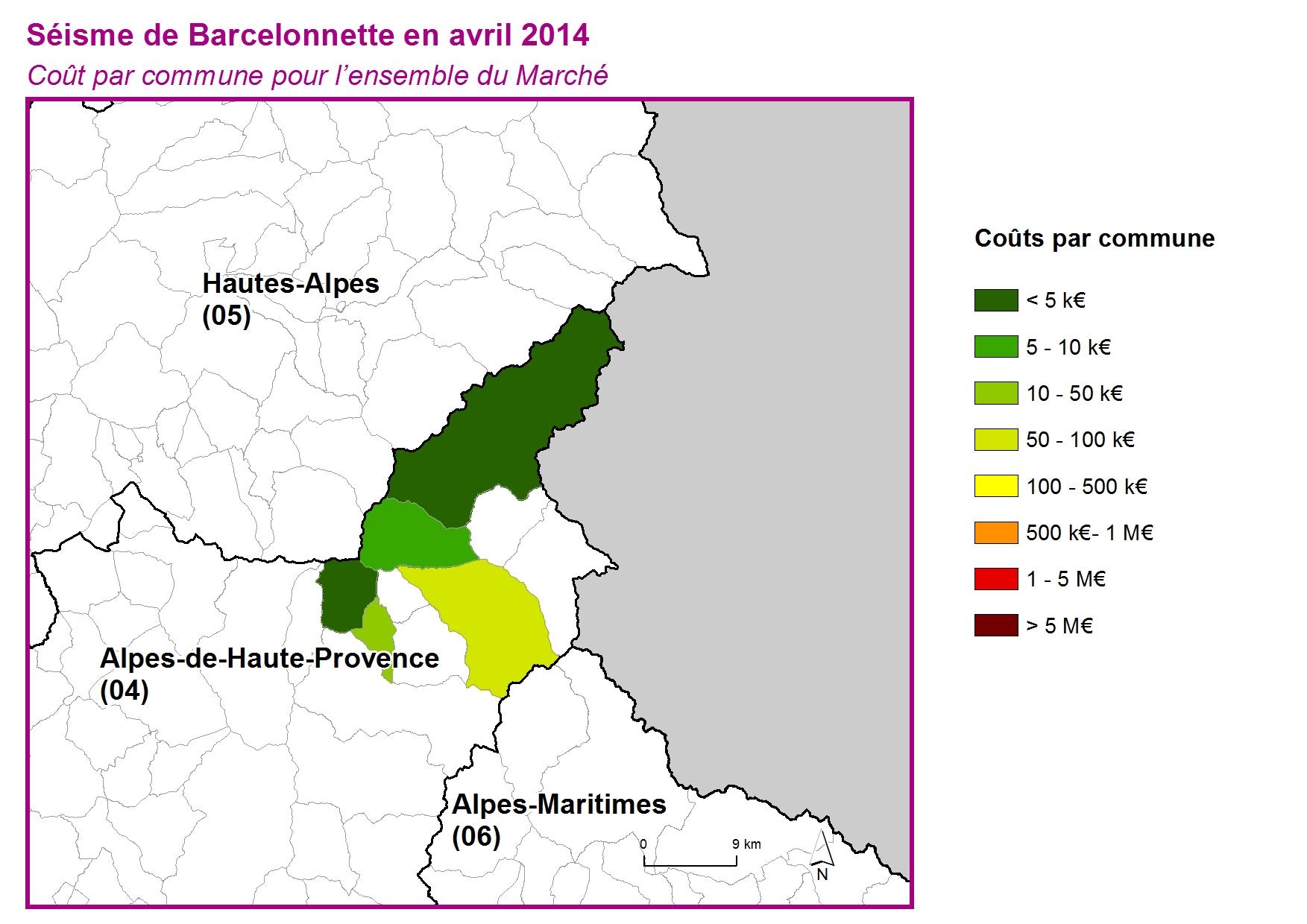 Cout par commune pour l'ensemble du marché