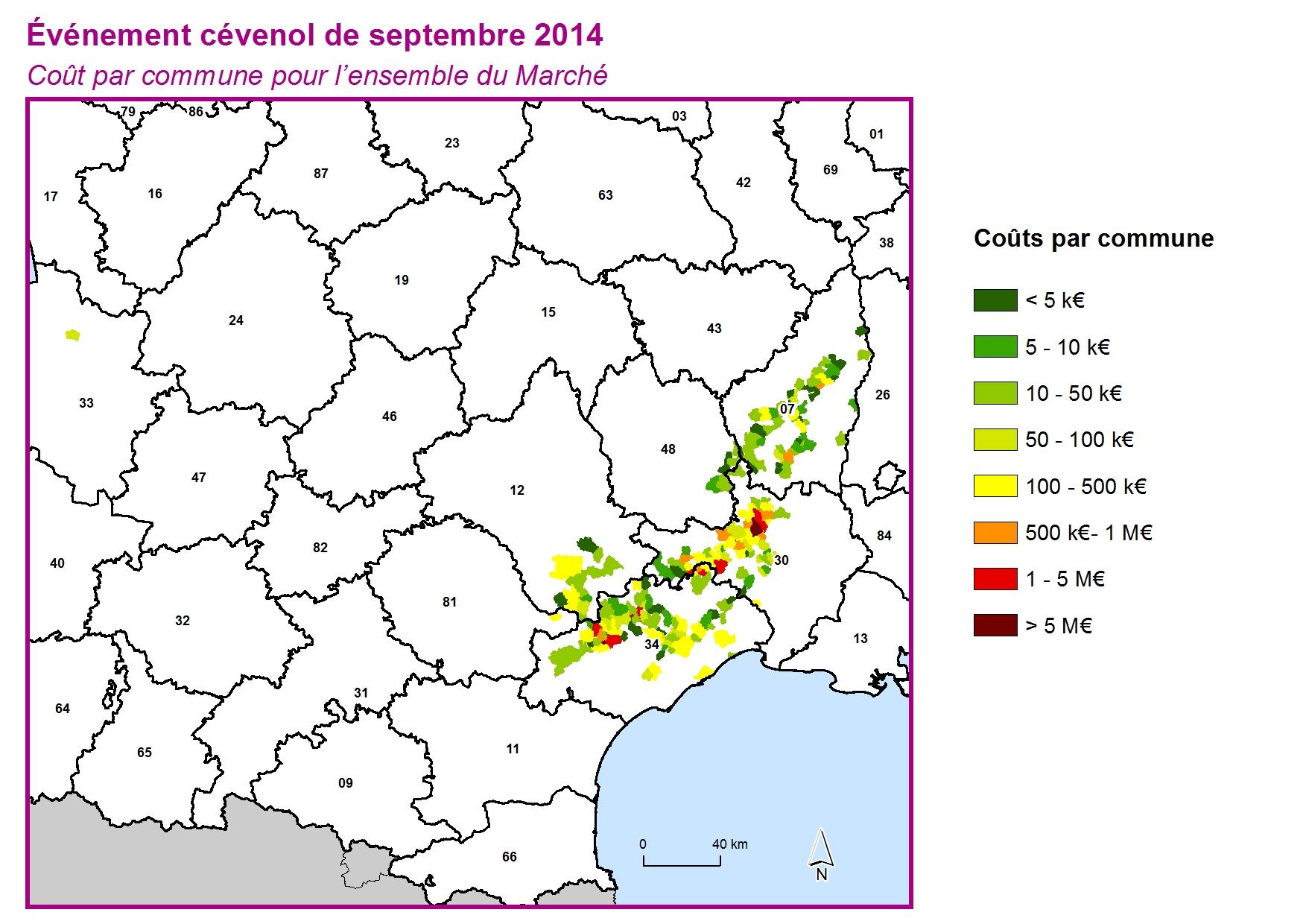 Cout par commune pour l'ensemble du marché