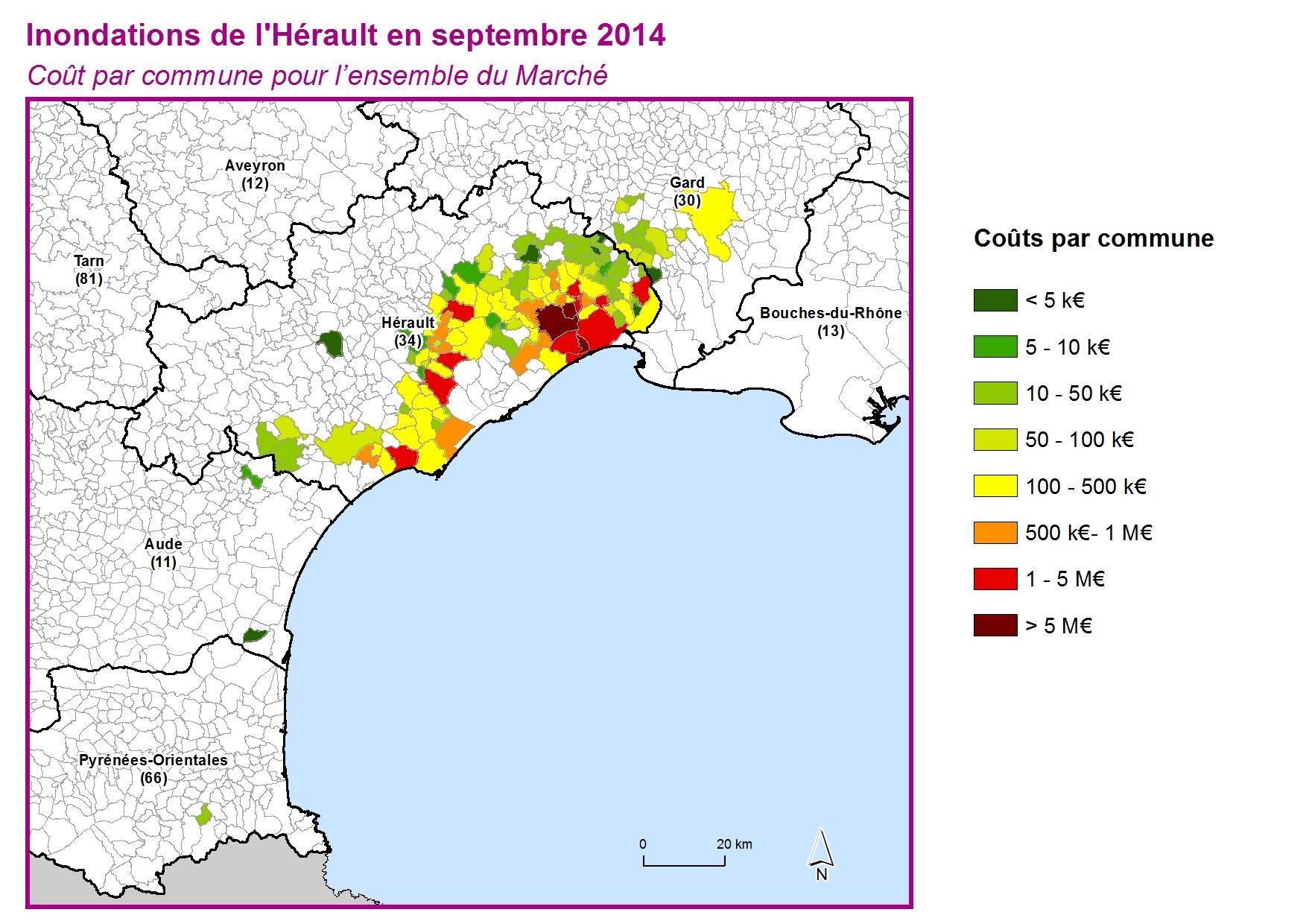 Cout par commune pour l'ensemble du marché