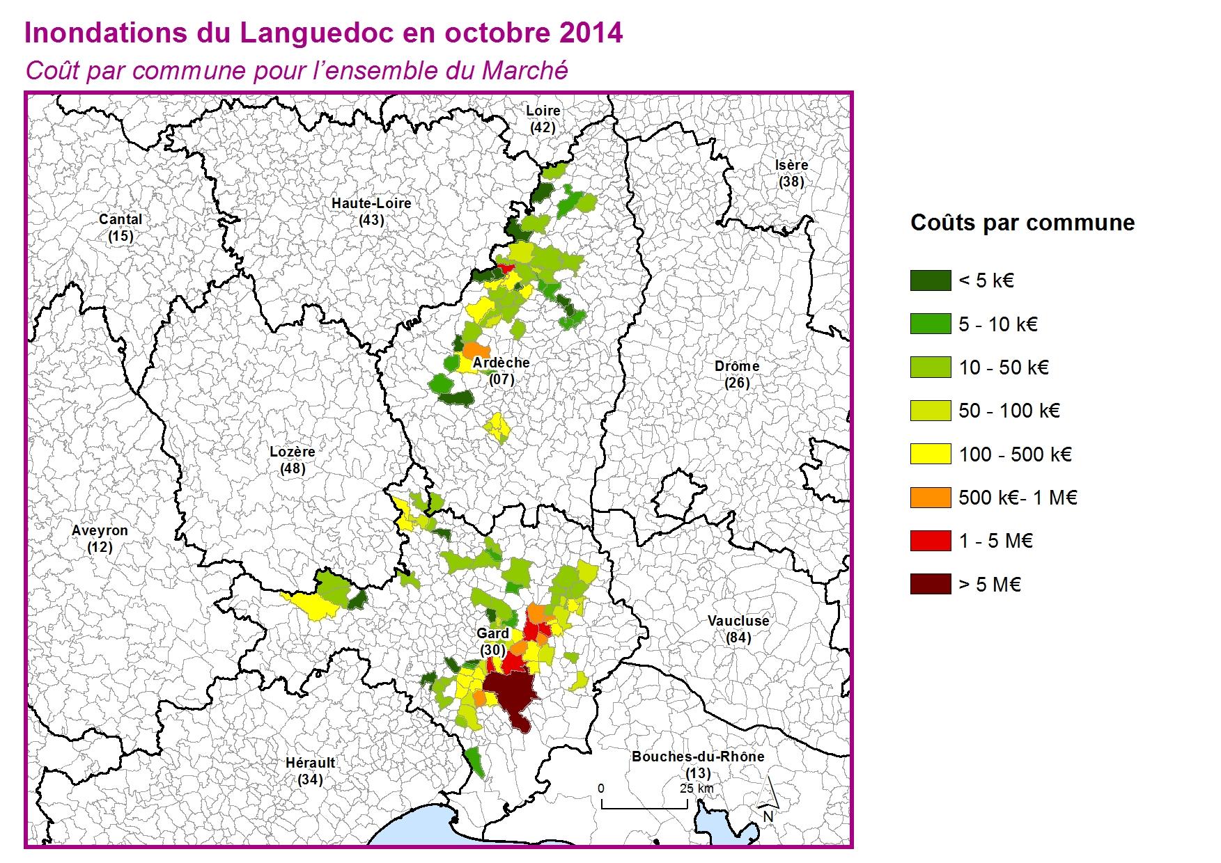Cout par commune pour l'ensemble du marché