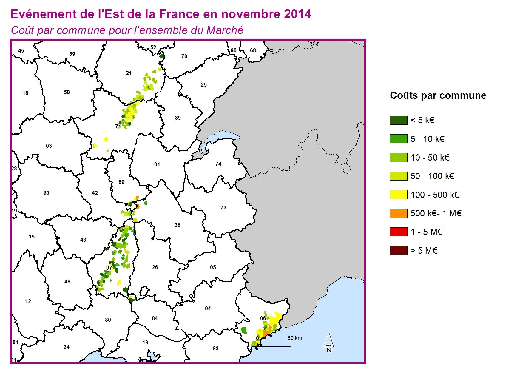 Cout par commune pour l'ensemble du marché