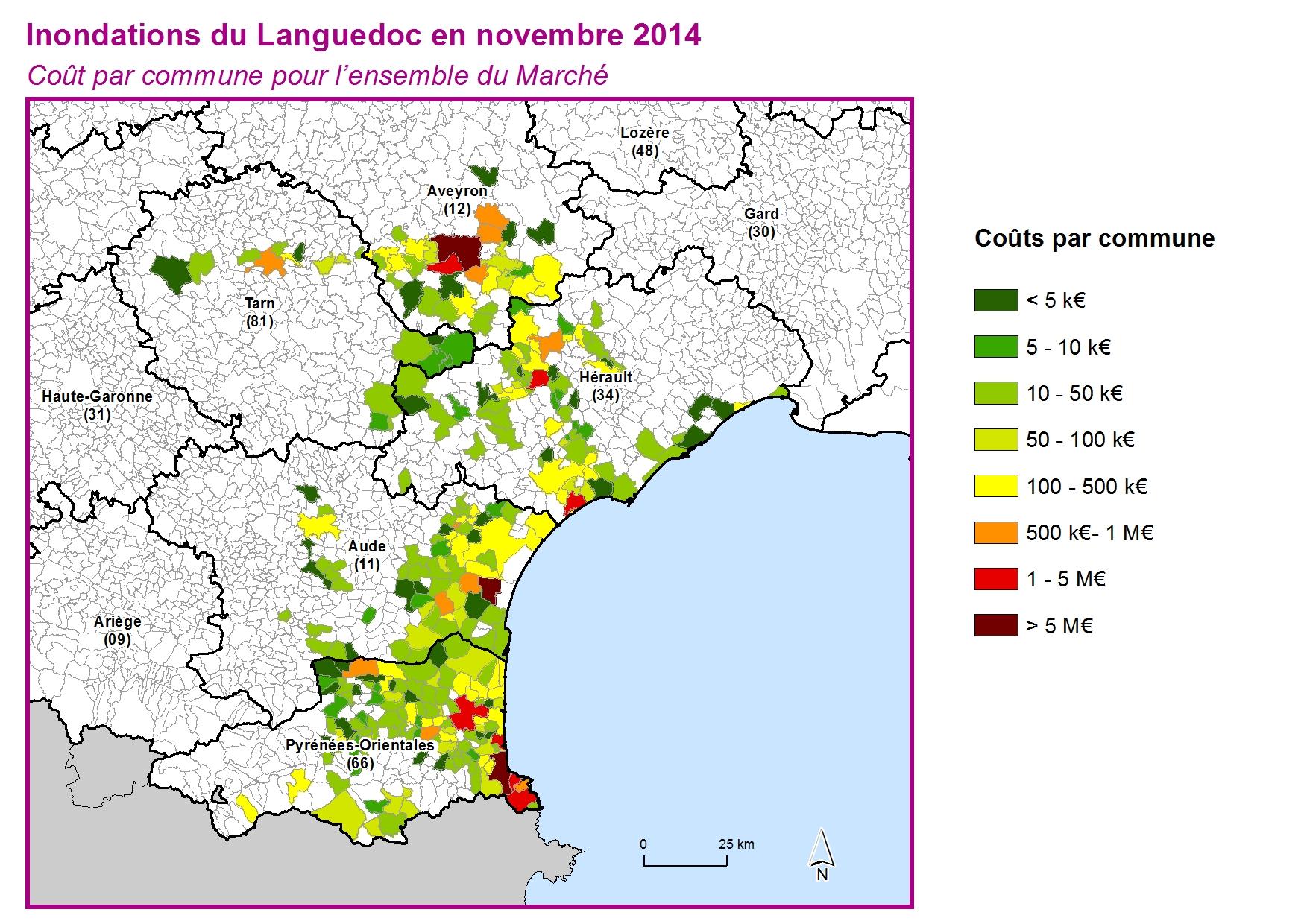 Cout par commune pour l'ensemble du marché