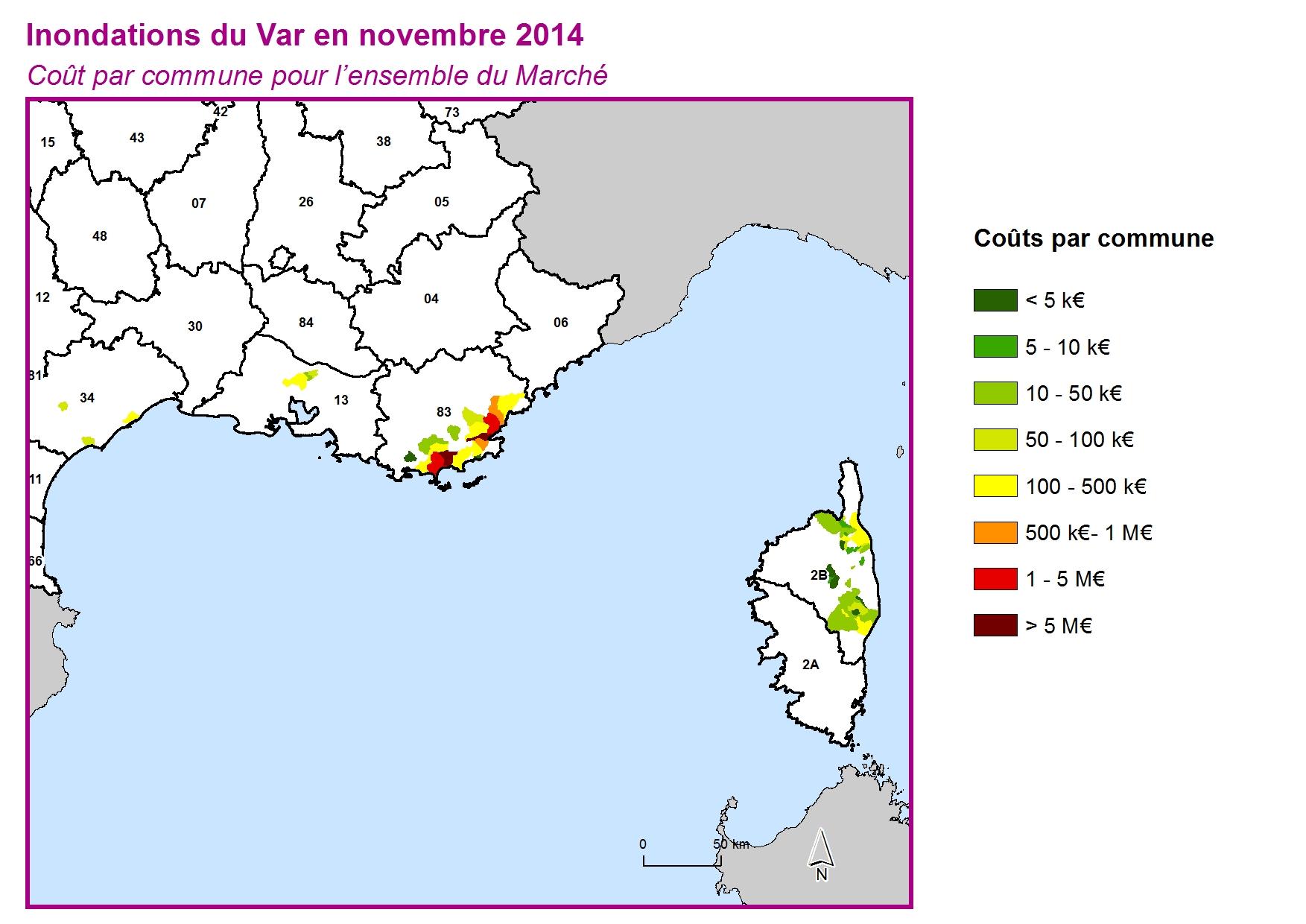 Cout par commune pour l'ensemble du marché