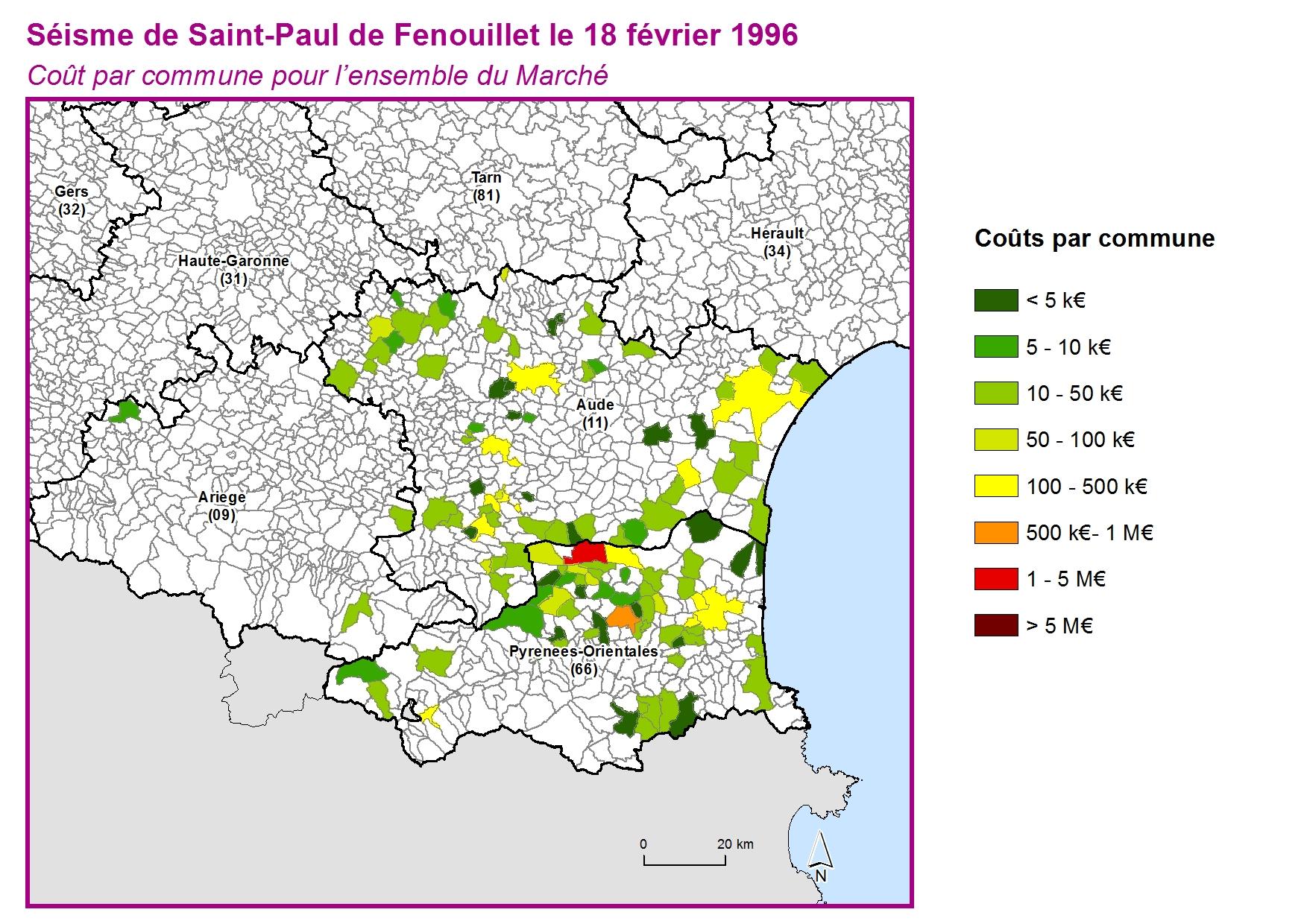 Cout par commune pour l'ensemble du marché