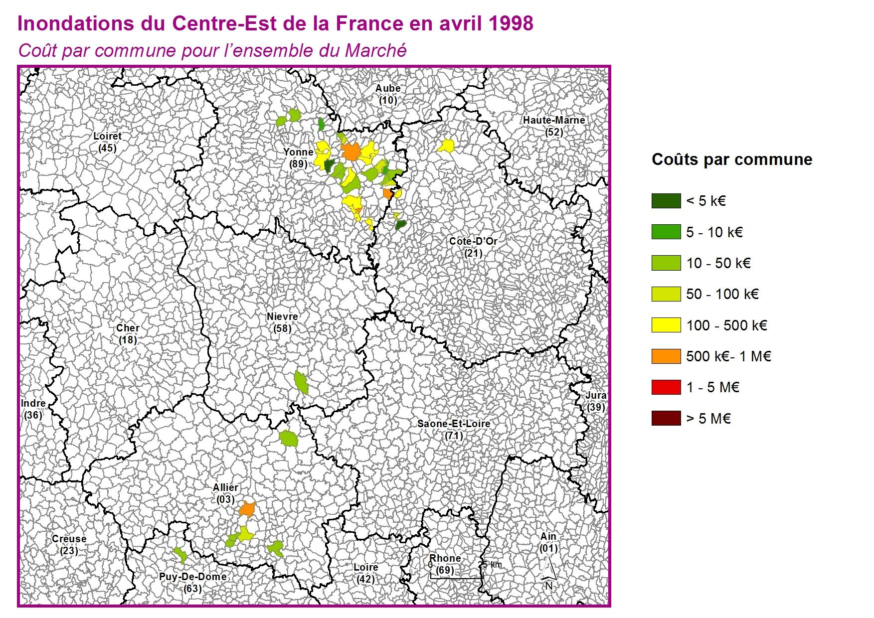 Cout par commune pour l'ensemble du marché