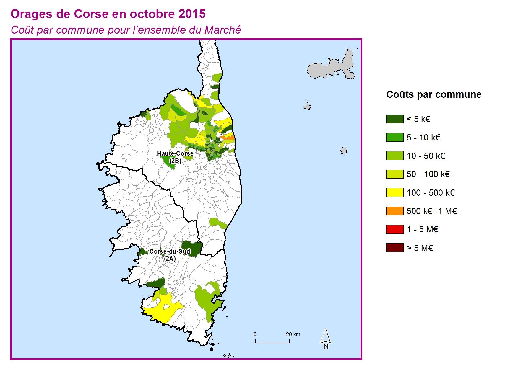 Cout par commune pour l'ensemble du marché