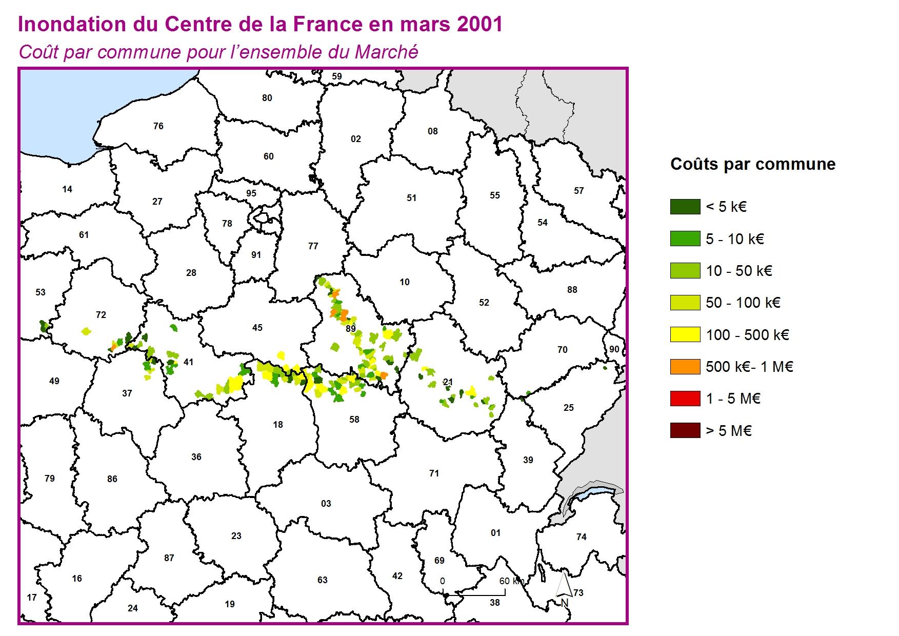 Cout par commune pour l'ensemble du marché