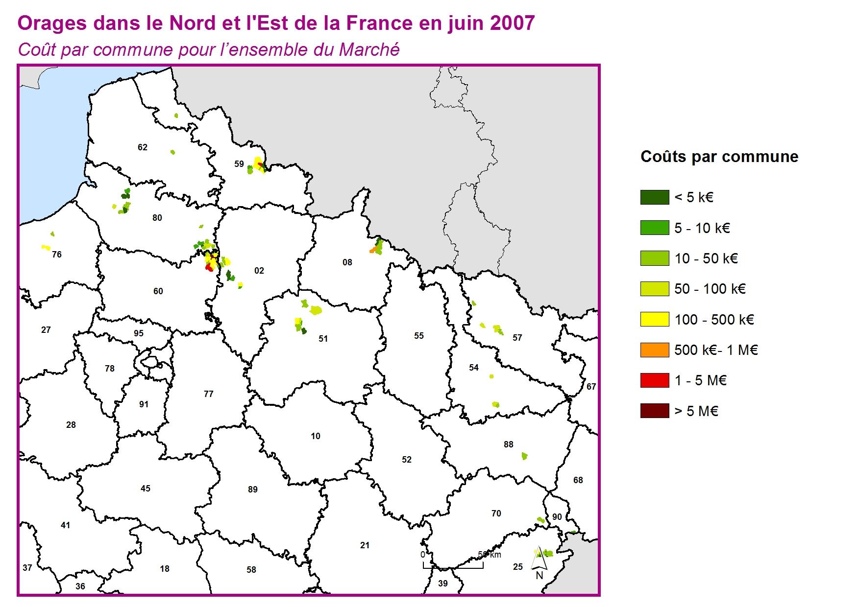 Cout par commune pour l'ensemble du marché